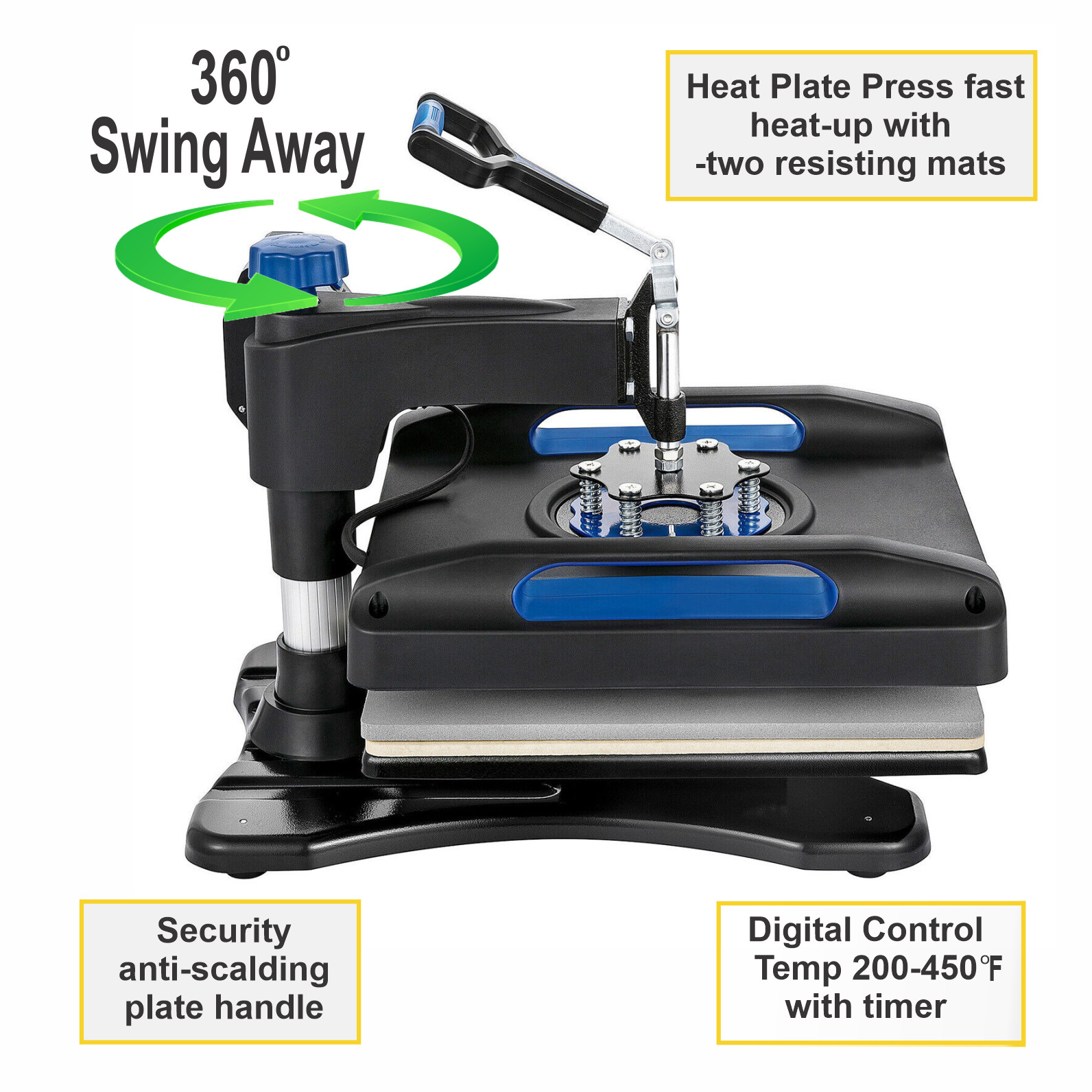 15″x15″ T-Shirt Heat Press Machine Digital Transfer 360 swing away Anti-Scald