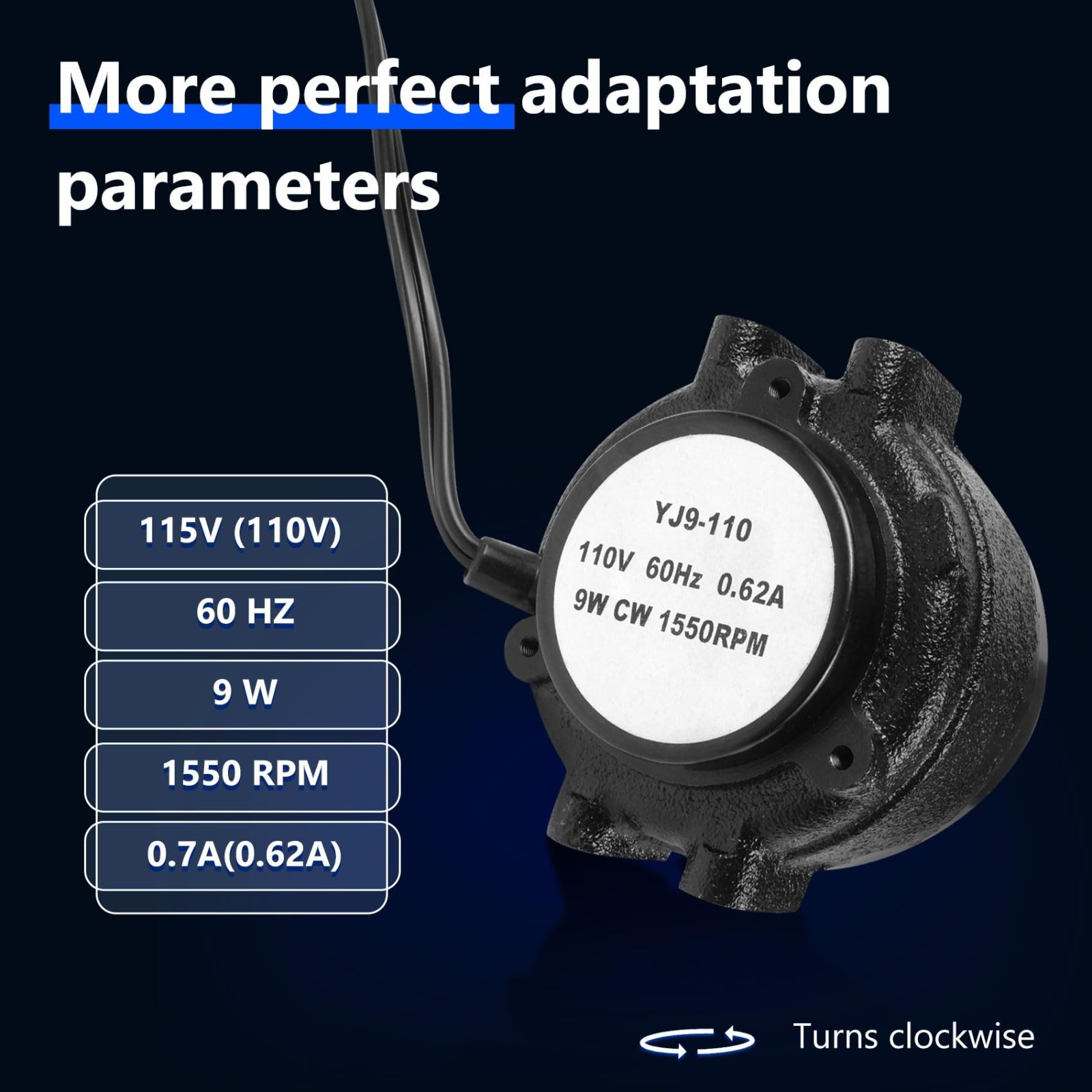 High-Efficiency 9W Condenser Fan Motor 115V 1550 RPM for AC Unit & Swamp Cooler