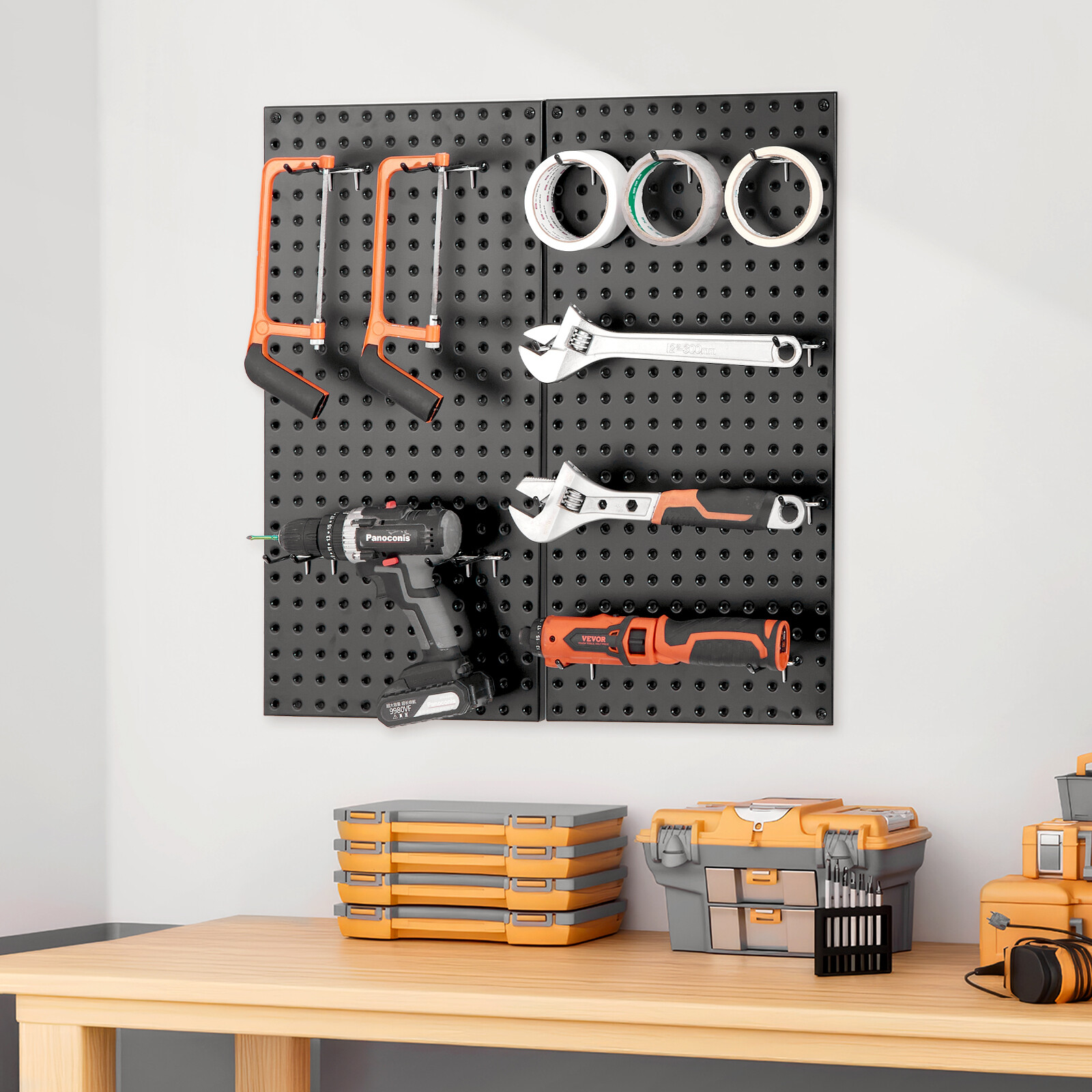 Metal Pegboard Panels 2 Pcs 24″ x 12″ Wall Organizer for Garage Tool Storage