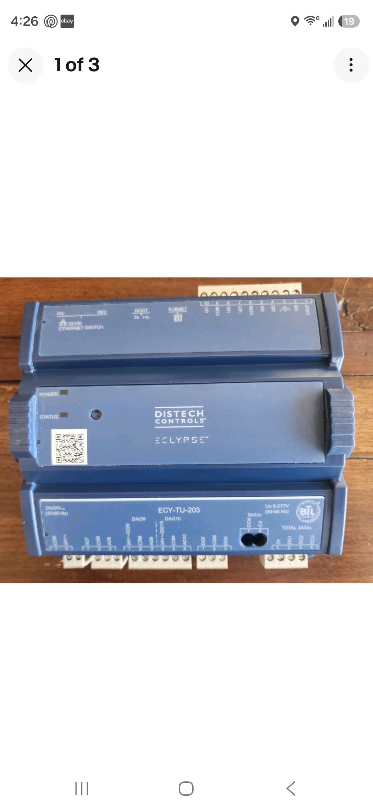 DISTECH ECLYPSE Connected Terminal Unit Controller ECY-TU-203