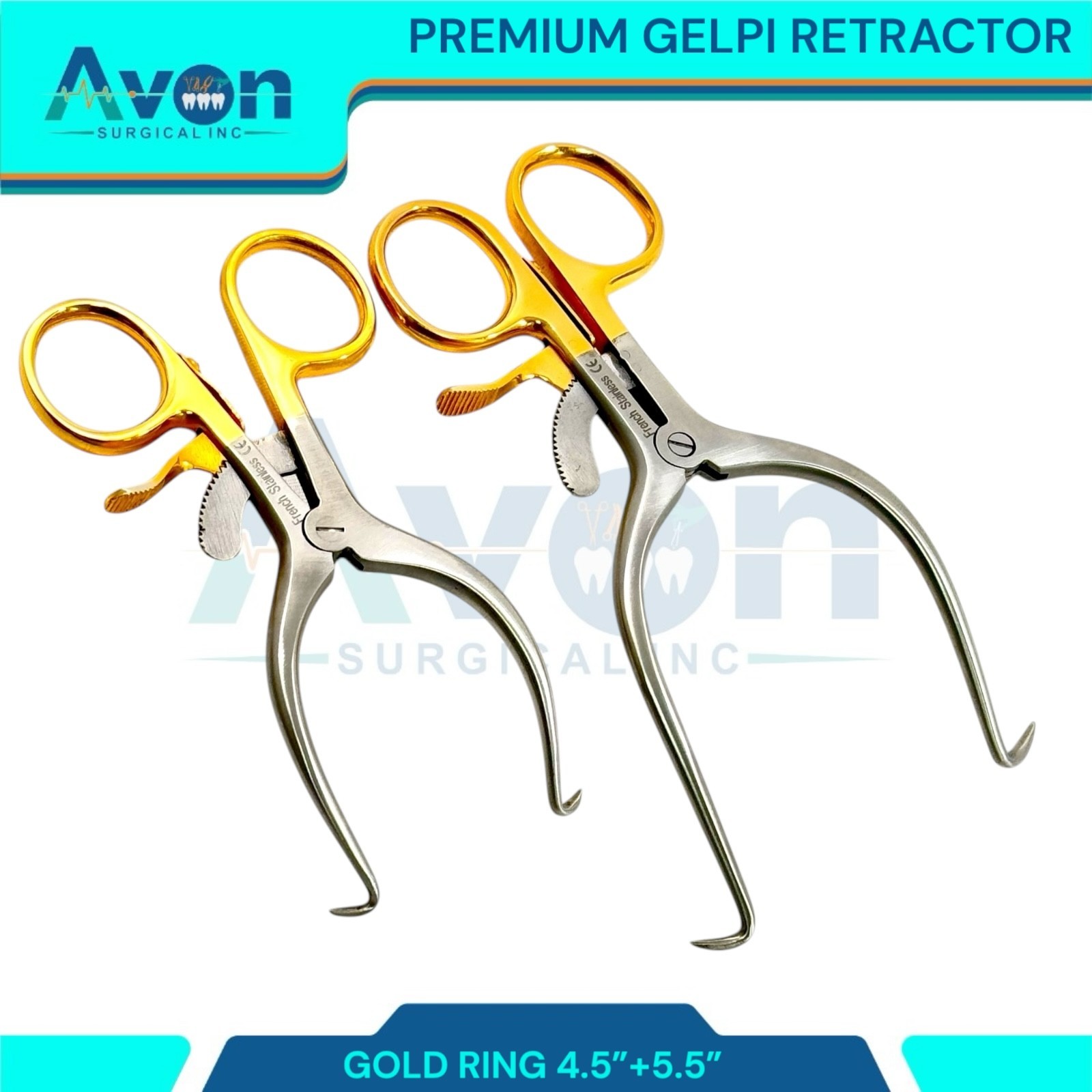 4.5in & 5.5in Gelpi Veterinary Surgical Retractors, Self-Retaining – Premium 2pk