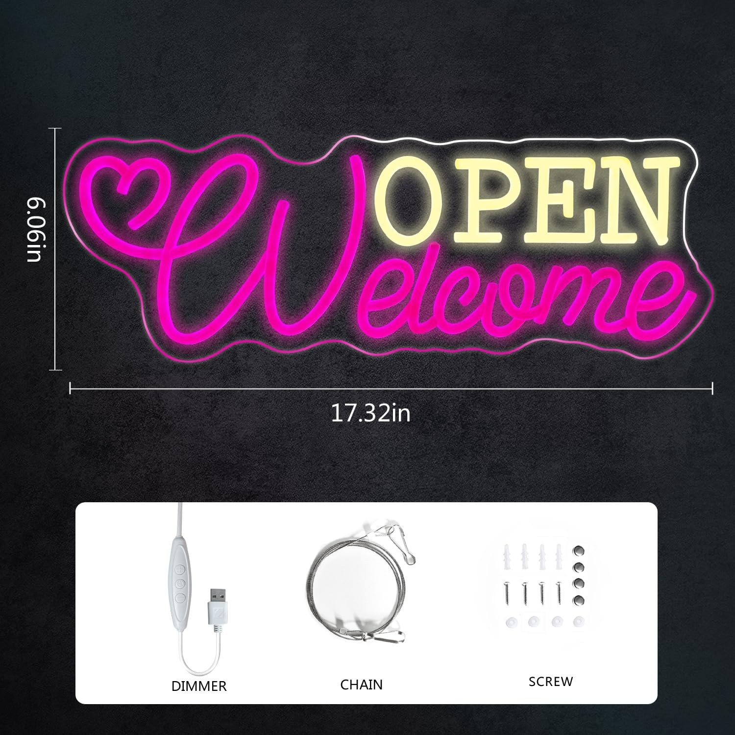 LED Neon Open Sign ,17″ Light Bright for Restaurant Bar Store Shop Market