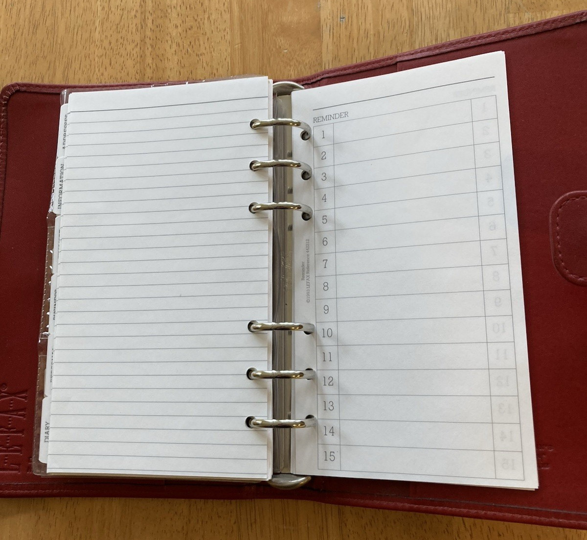 Vintage Filofax Leather Organizer Red USA 1996 from Luttmann’s Luggage 6-ring