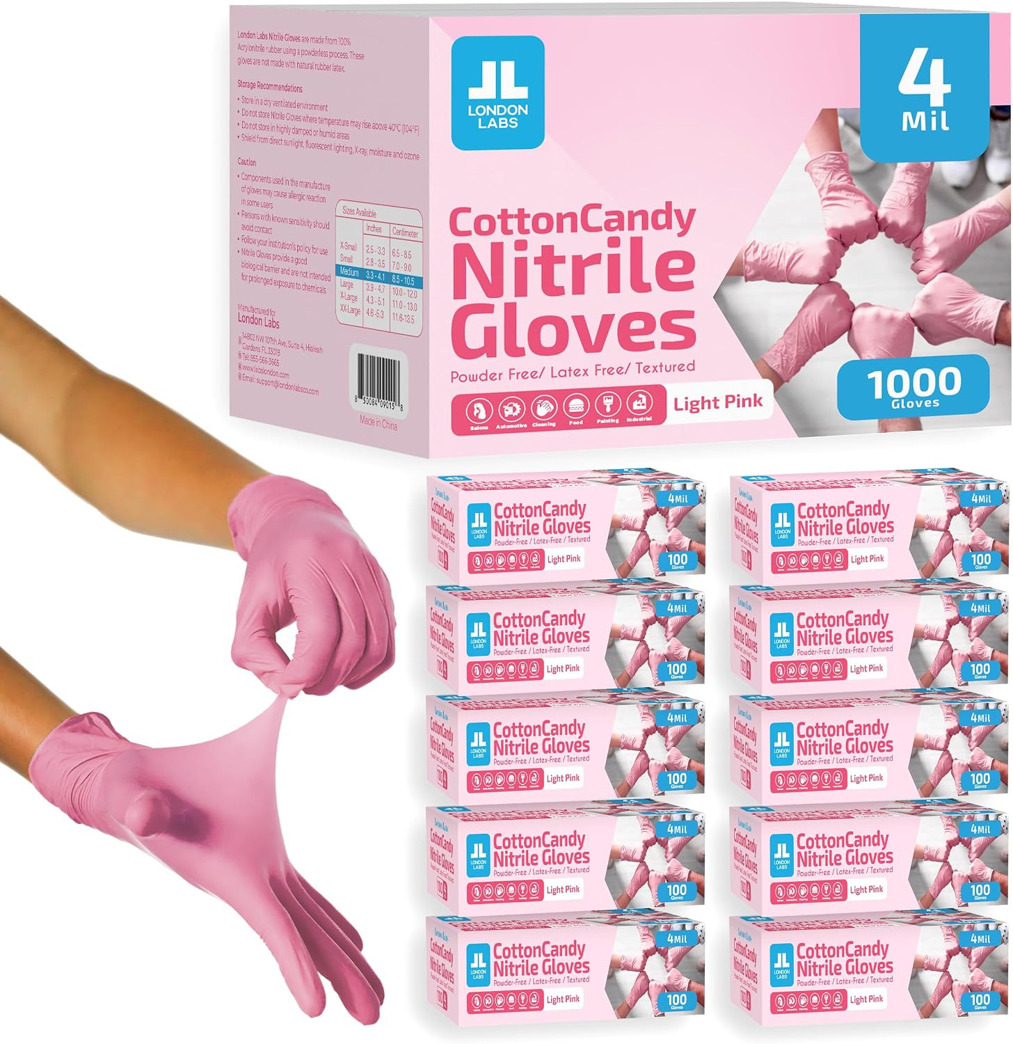 4 Mil – Fuchsia Pink Nitrile Gloves – Disposable Latex Free & Powder Free– Chemi