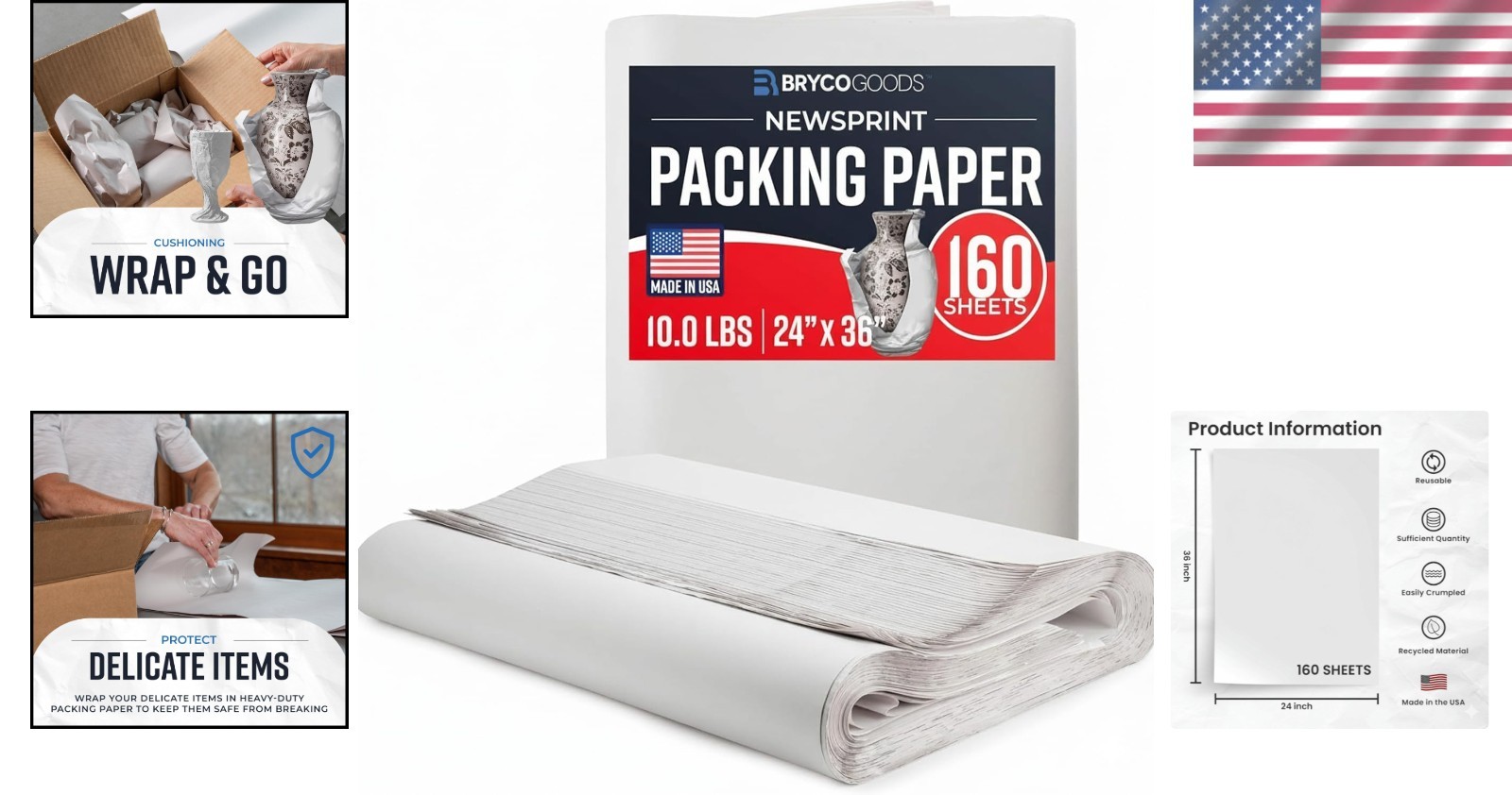 Essential 24″ x 36″ Newsprint Packing Paper – 160 Sheets for Effortless Moving