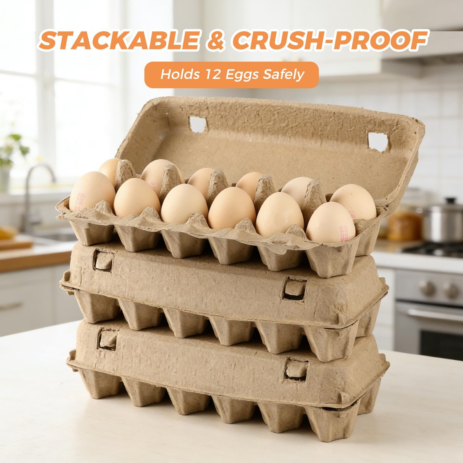 30 PCS 12 Count Pulp Egg Cartons Recycled Paper Biodegradable 2×6 Dozen