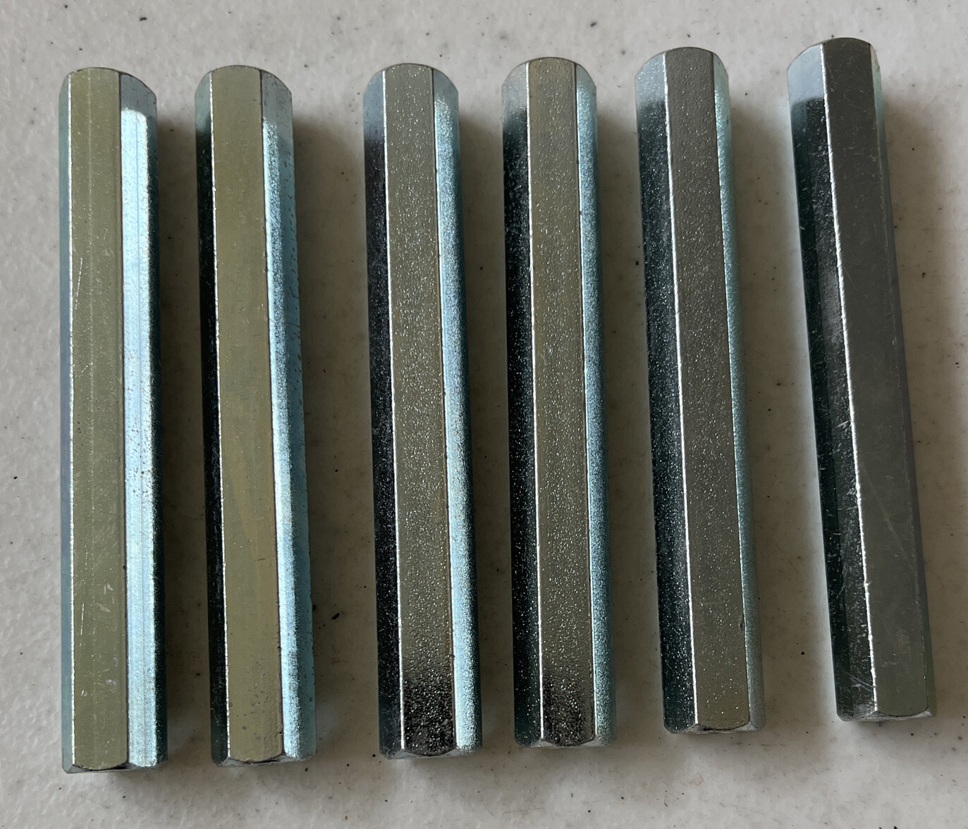 [6 Pack]Female Thread Hex Steel Standoffs 1/2” Hex 4” Long 12-24 Thread Zinc Pl.