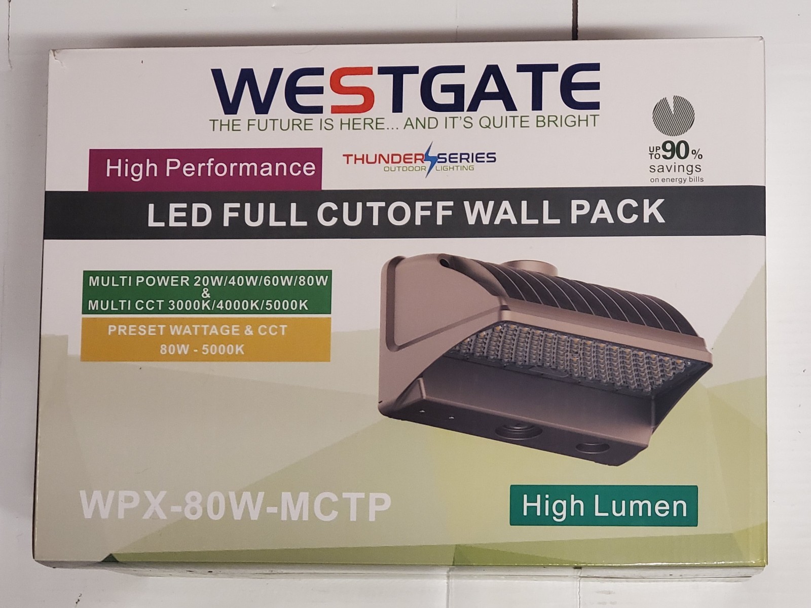 Westgate 20/40/60/80W Exterior IP65 LED Light Wall Pack 10K Lumen Adj Color Temp