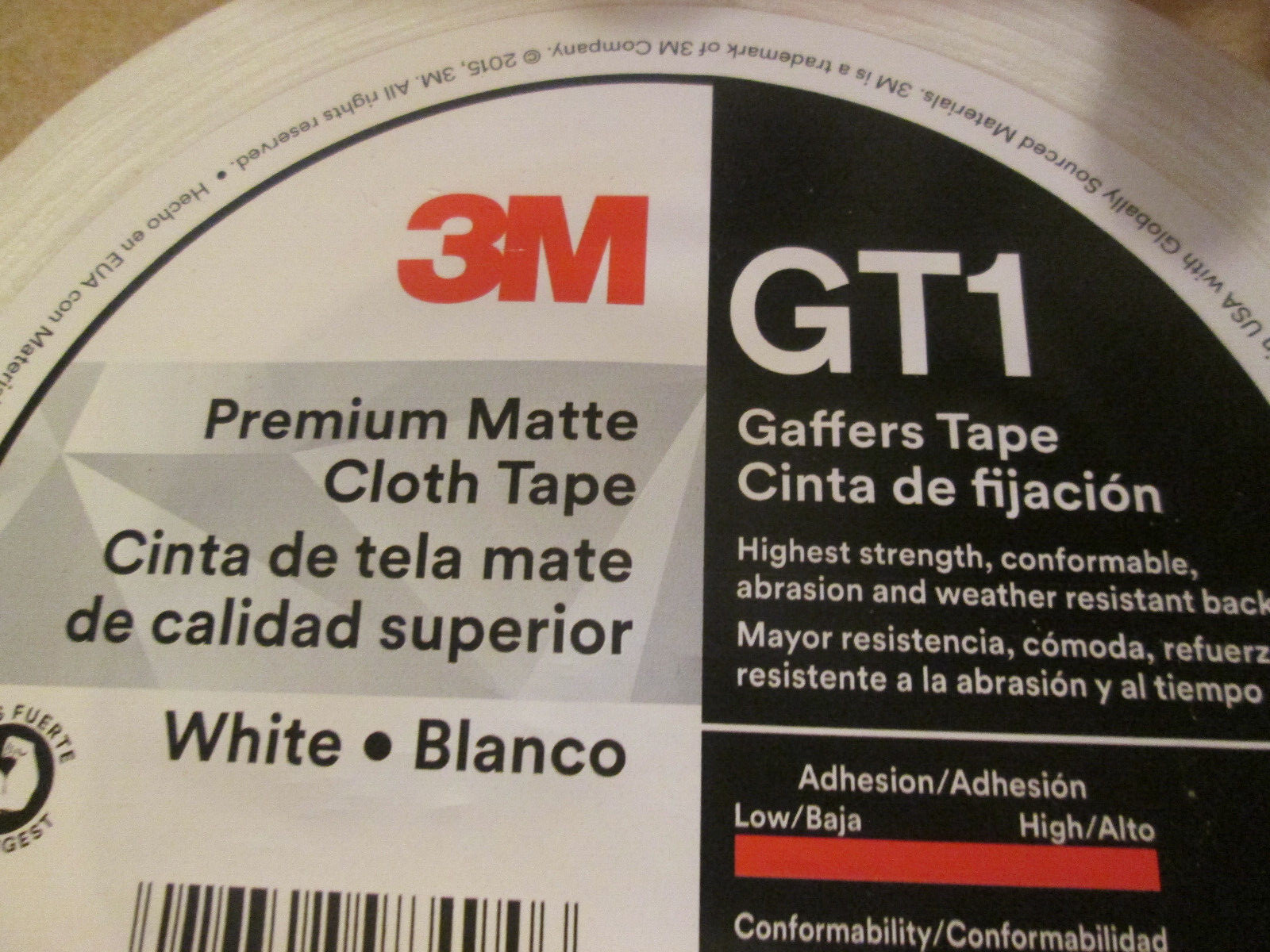 1 ROLL 3M Gaffers Tape WHITE 0.94″ x 54.6 YD GT1 Premium Matte Cloth (1″) NEW