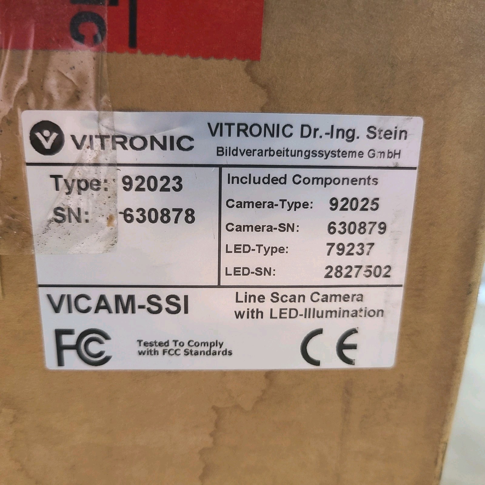 Vitronic Vicam-SSI Line Scan Camera with LED Illumination 2300mm 24V/DC 1.5A/DC