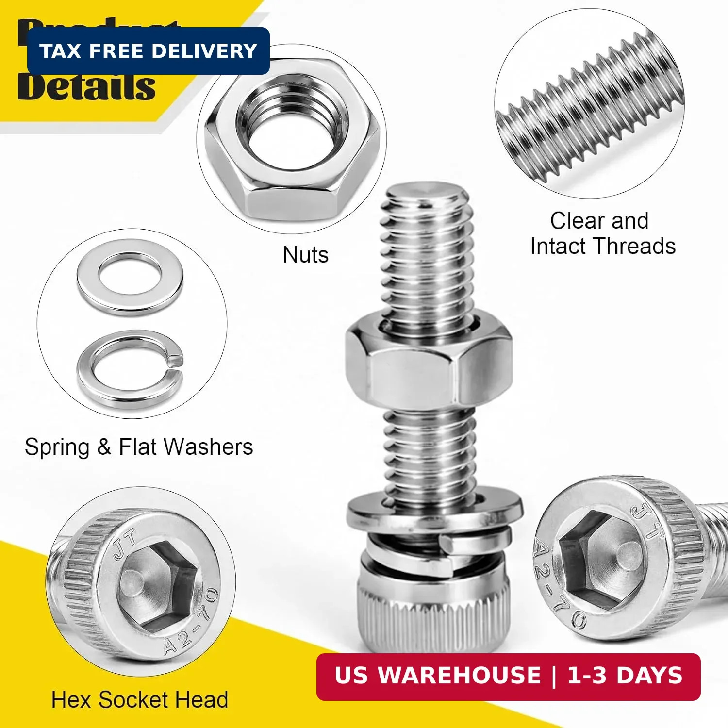 1260pcs M2 Screw Assortment kit, M2*4mm/6mm/8mm/10mm/12mm/16mm/20mm 304 Stainles