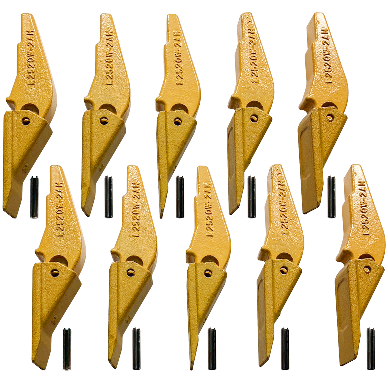 L2520N-2AH Weld On Adapter Bucket Shanks 2A Bucket Teeth with Pins – 10 Set
