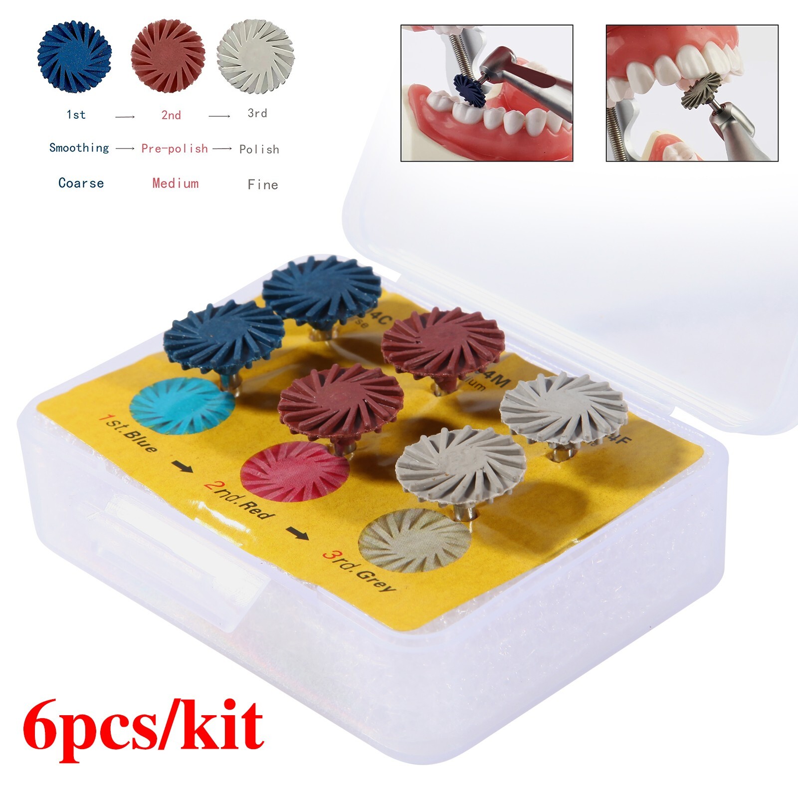 Dental Zirconia Diamond Grinding Polishing Kit RA Polisher for Contra Angle