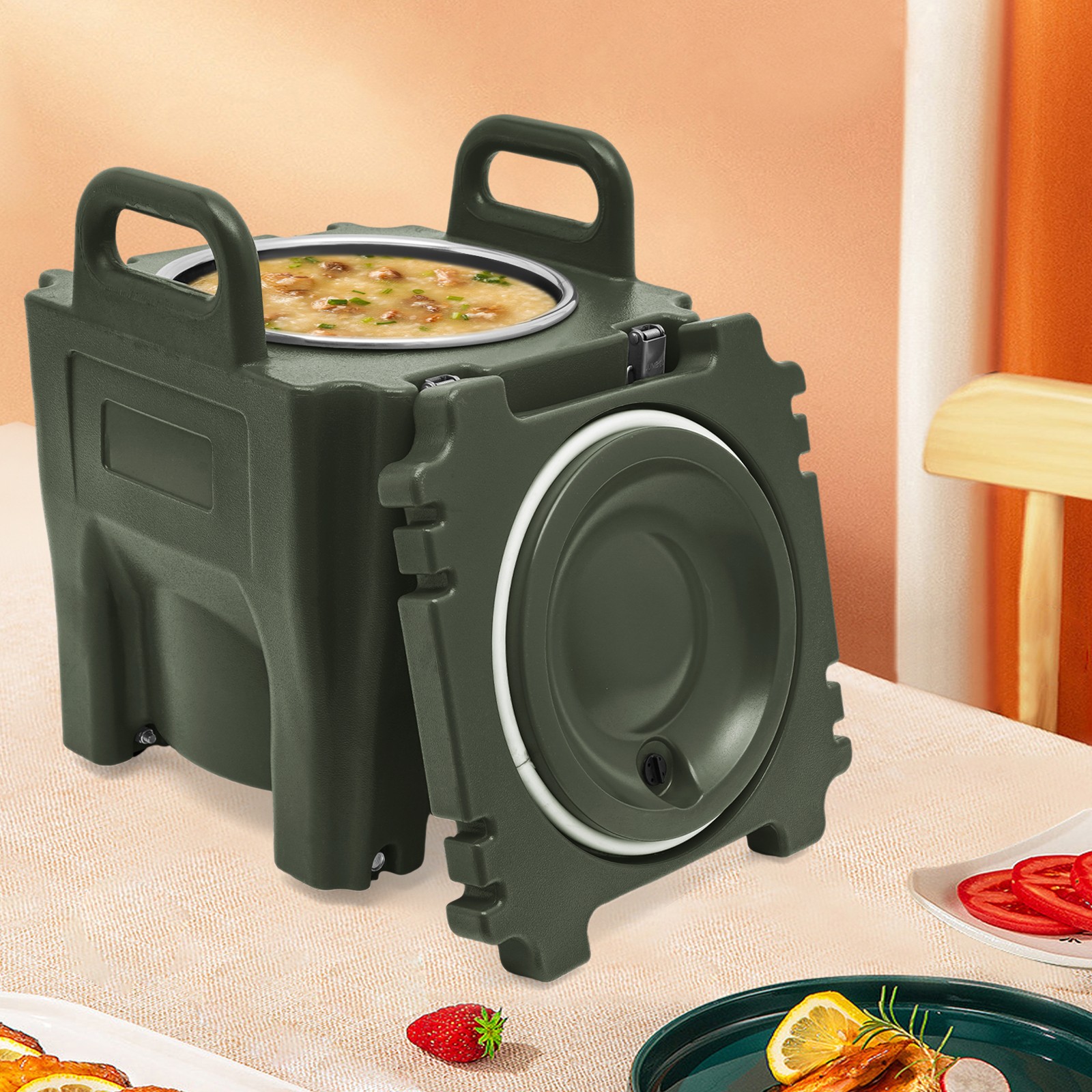 20L/21.13Qt Insulated Food Carrier Stainless Thermos Bucket Food Pan Carrier ﻿