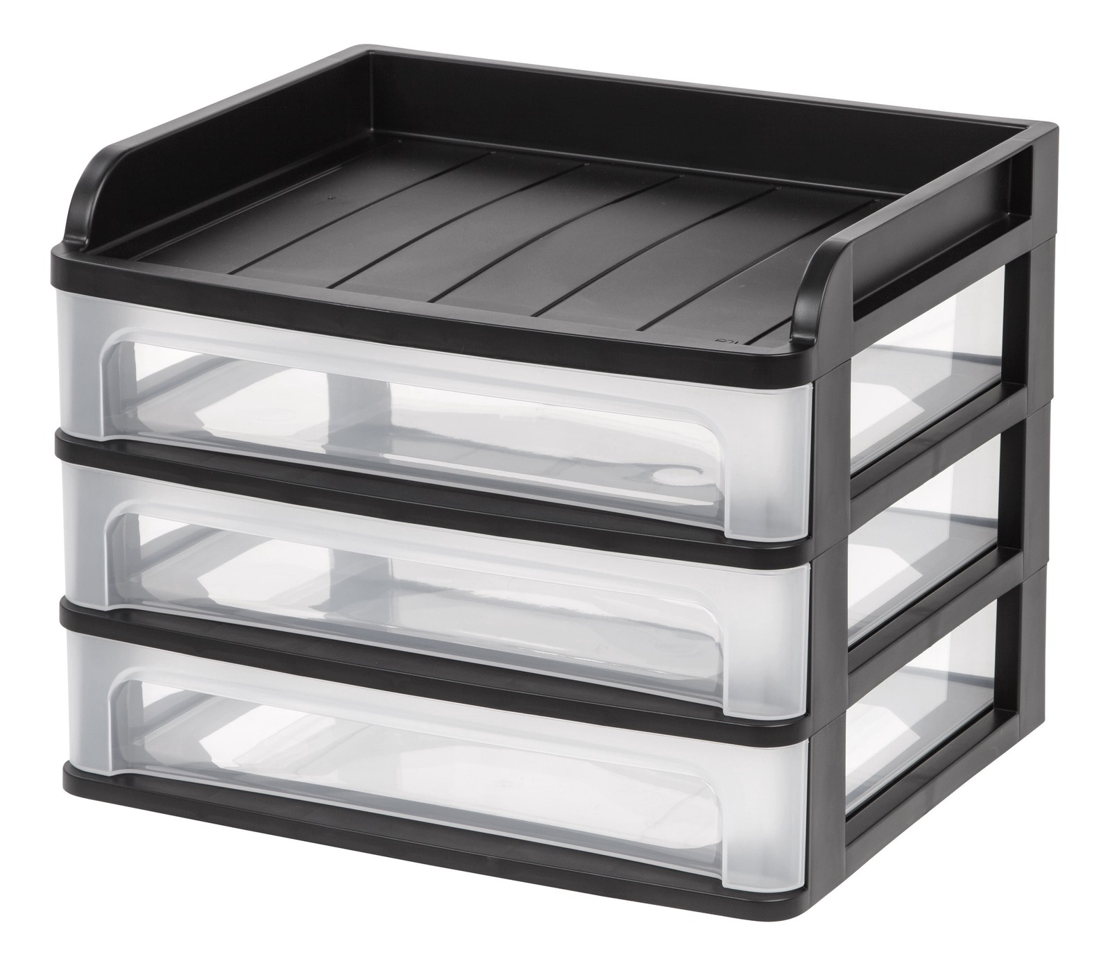 Medium 3-Drawer Desktop Organizer with Open Tray Top, 1 Pack, Plastic Drawer