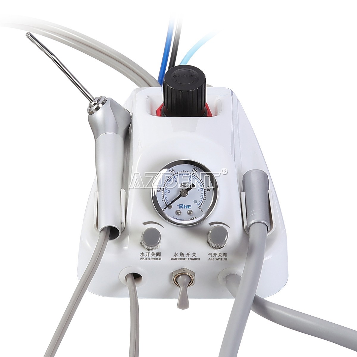 Portable Dental Turbine Unit 3 Way Syringe Work with Air Compressor 4Holes
