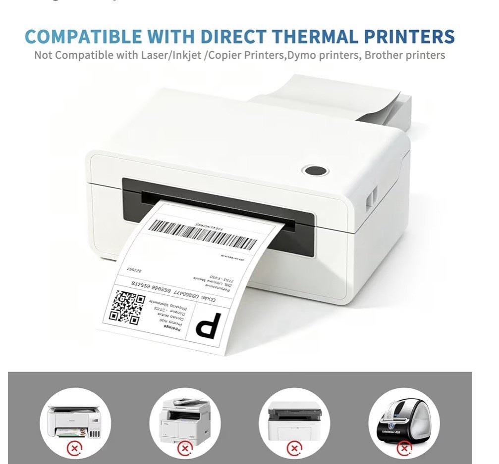 9527 Product 4 x 6 Thermal Labels -Pack of 100 Fanfold Labels for Direct Thermal