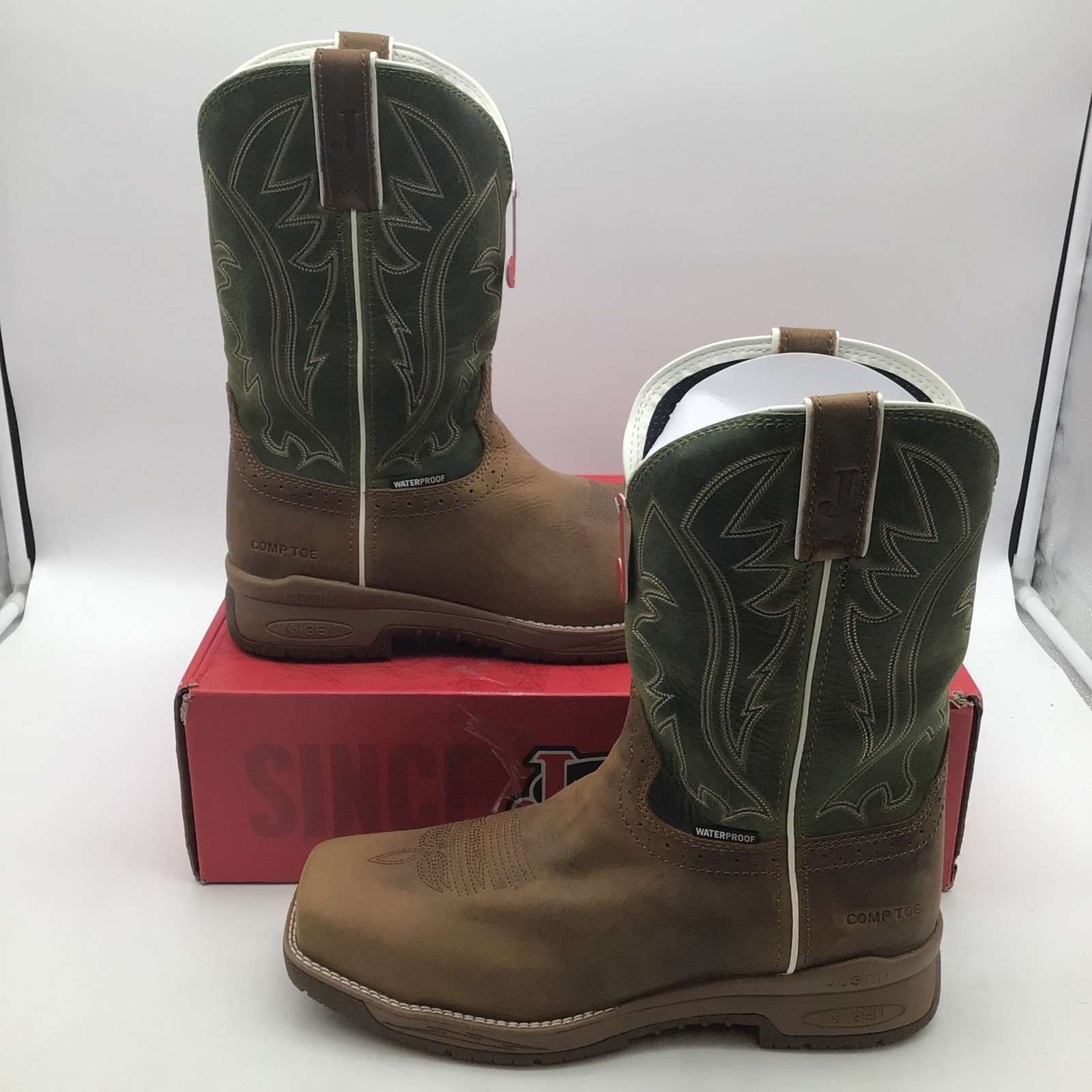 Justin Mens Nitread Cowhide Waterproof Nano Comp Toe Work Boots Size 11 D NEW