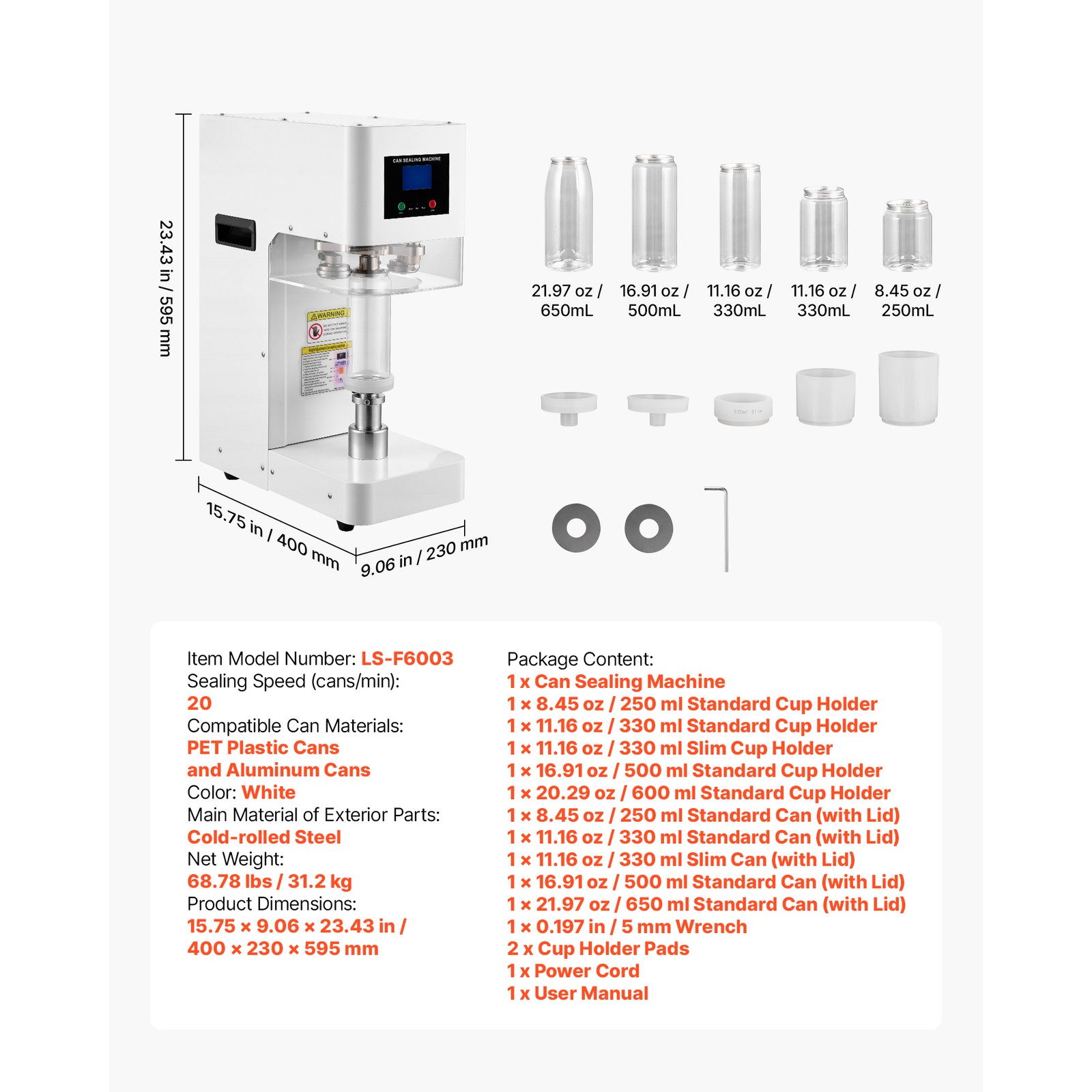 Uimoso Automatic Can Sealing Machine for Soda and Coffee Shops – White