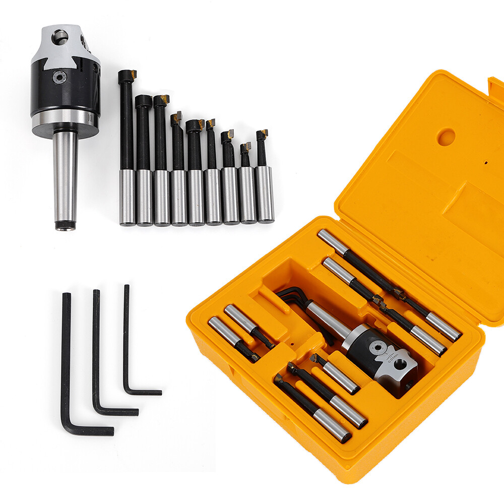 MT2-F1-9pcs Boring Head 1/2″ Carbide Boring Bar Full Set Milling NEW
