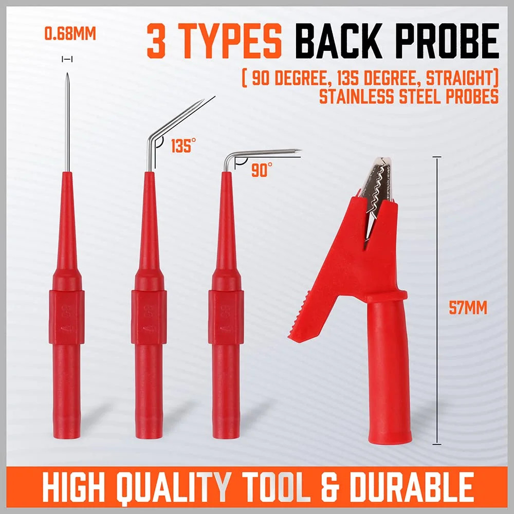 22PCS Back Probe Pin Kit, Electrical Testing Probes with 5 Colors Silicone Wires