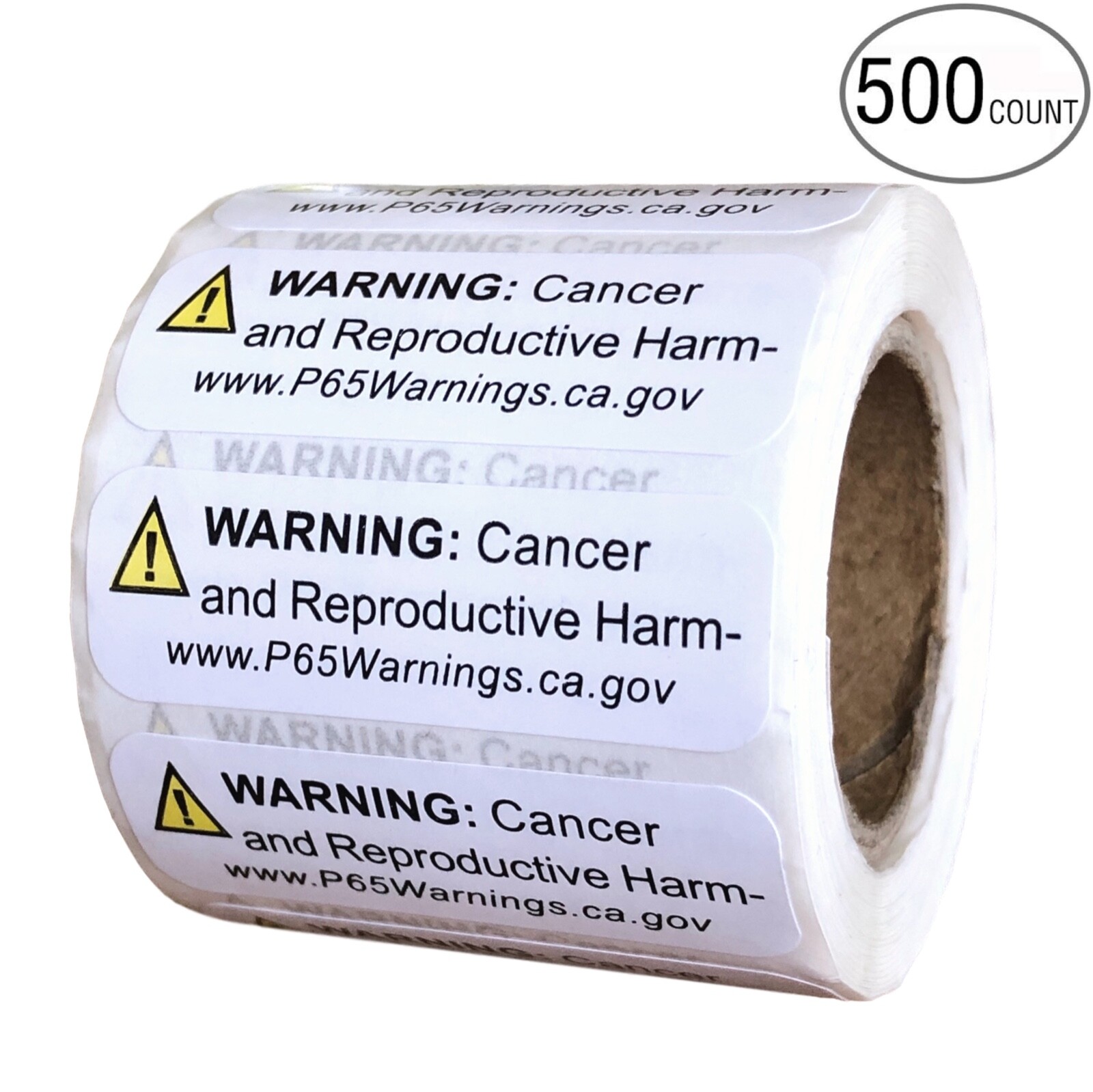 Prop 65 California Warning Labels 500 Count Roll | .5 by 1.5 Inch Size |
