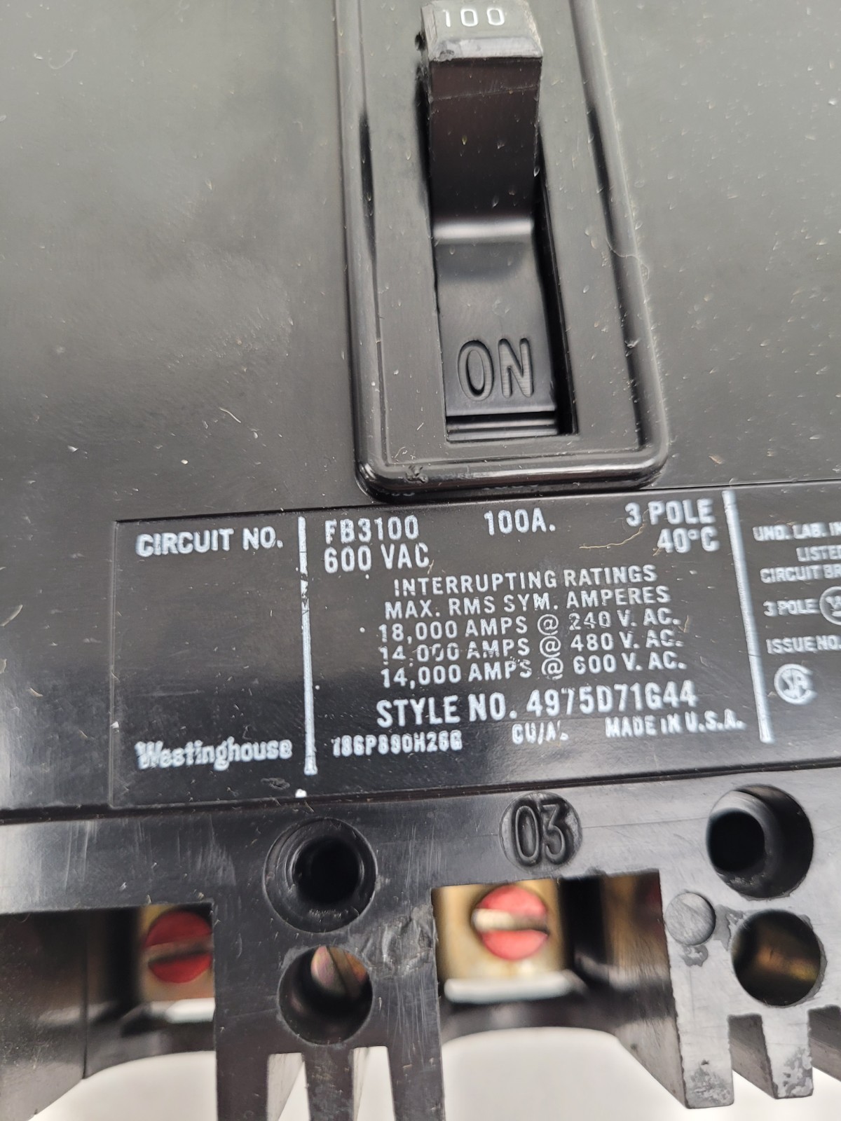 FB3100 Westinghouse 100 Amp 600 Volt Circuit Breaker – Next Day Option