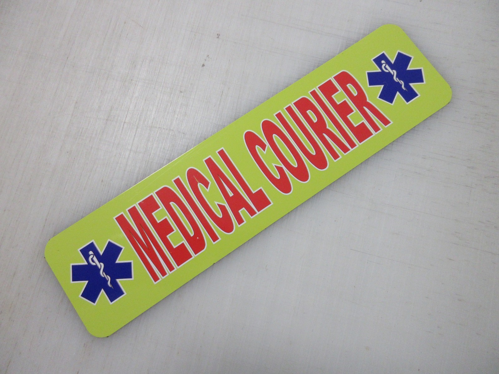 Medical Courier Yellow & Red Blue Vehicle Magnetic Sign 3″x12″ Car Truck Van SUV