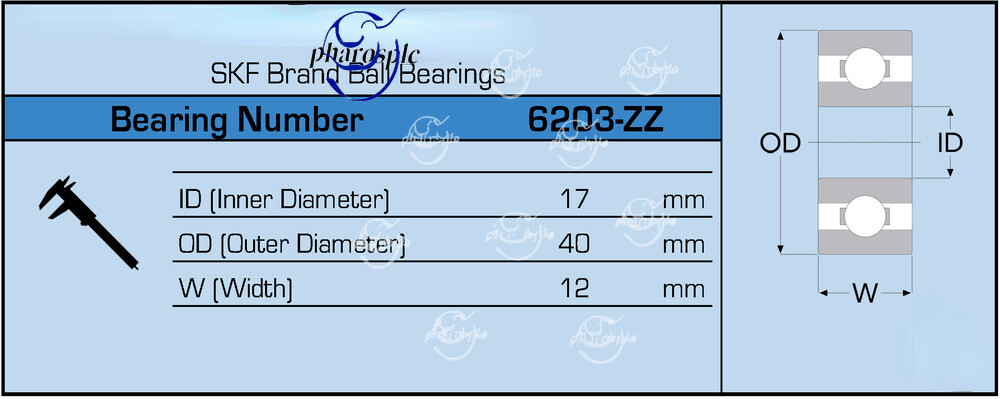 6203-ZZ C3 SKF Brand Metal Shield Ball Bearing 17x40x12 6203 2Z 6203Z