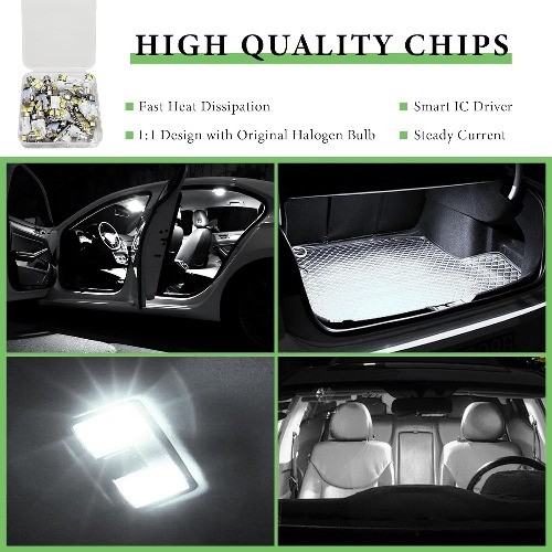 28 PCS LED Interior Car Bulb Set, Super Bright White T10 194 Rep Color: 28 PCS