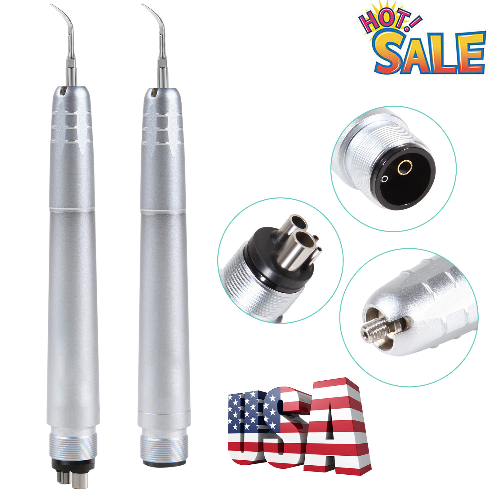 Dental Ultrasonic Air Scaler Handpiece Hygienist 2Hole/4Hole With 3 Tips USA