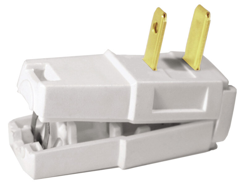 Leviton C22-00321-00W White Thermoplastic 10A 2-Pole 2-Wire Straight Blade Plug