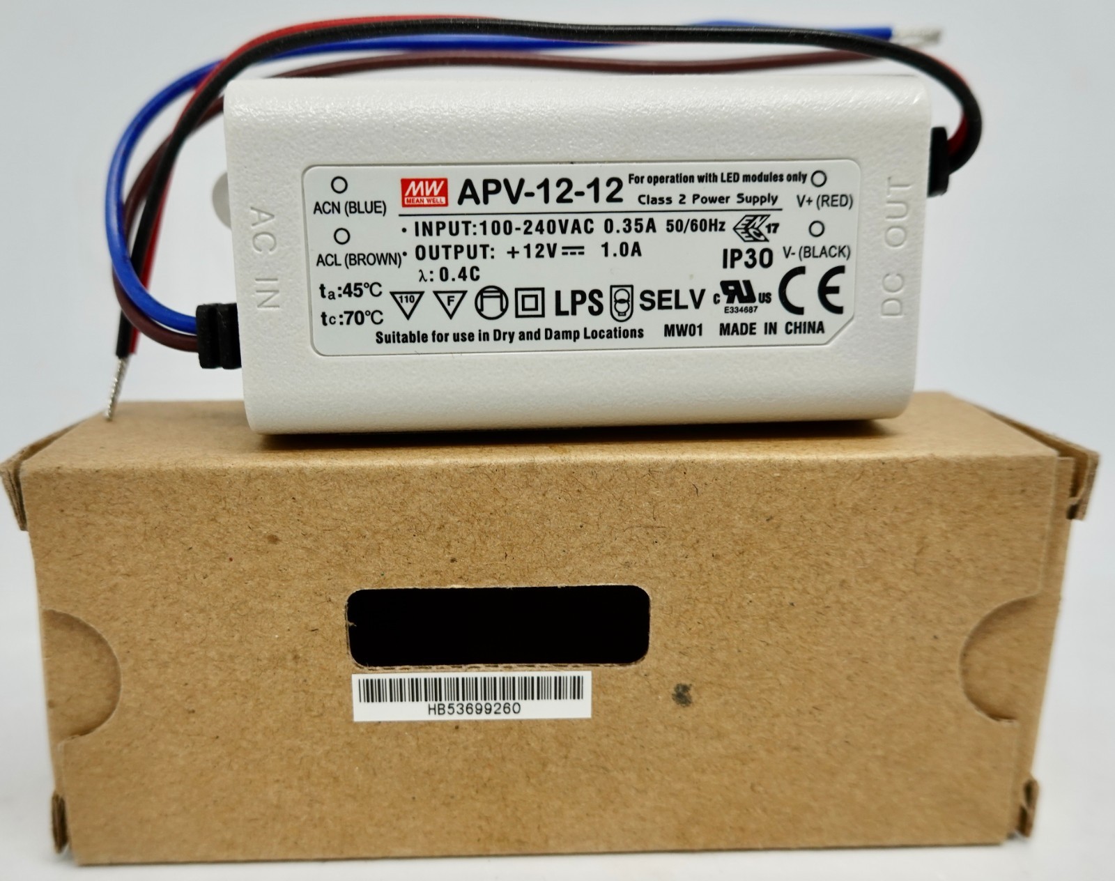 Mean Well APV-12-12 12W Single Output Switching Power Supply NEW
