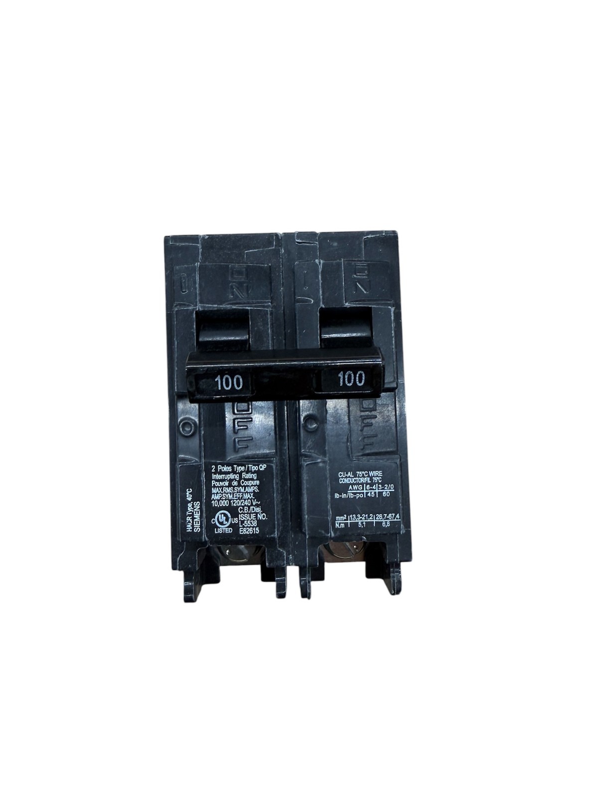Siemens Q2100 100 Amp 2-Pole Circuit Breaker 120/240V