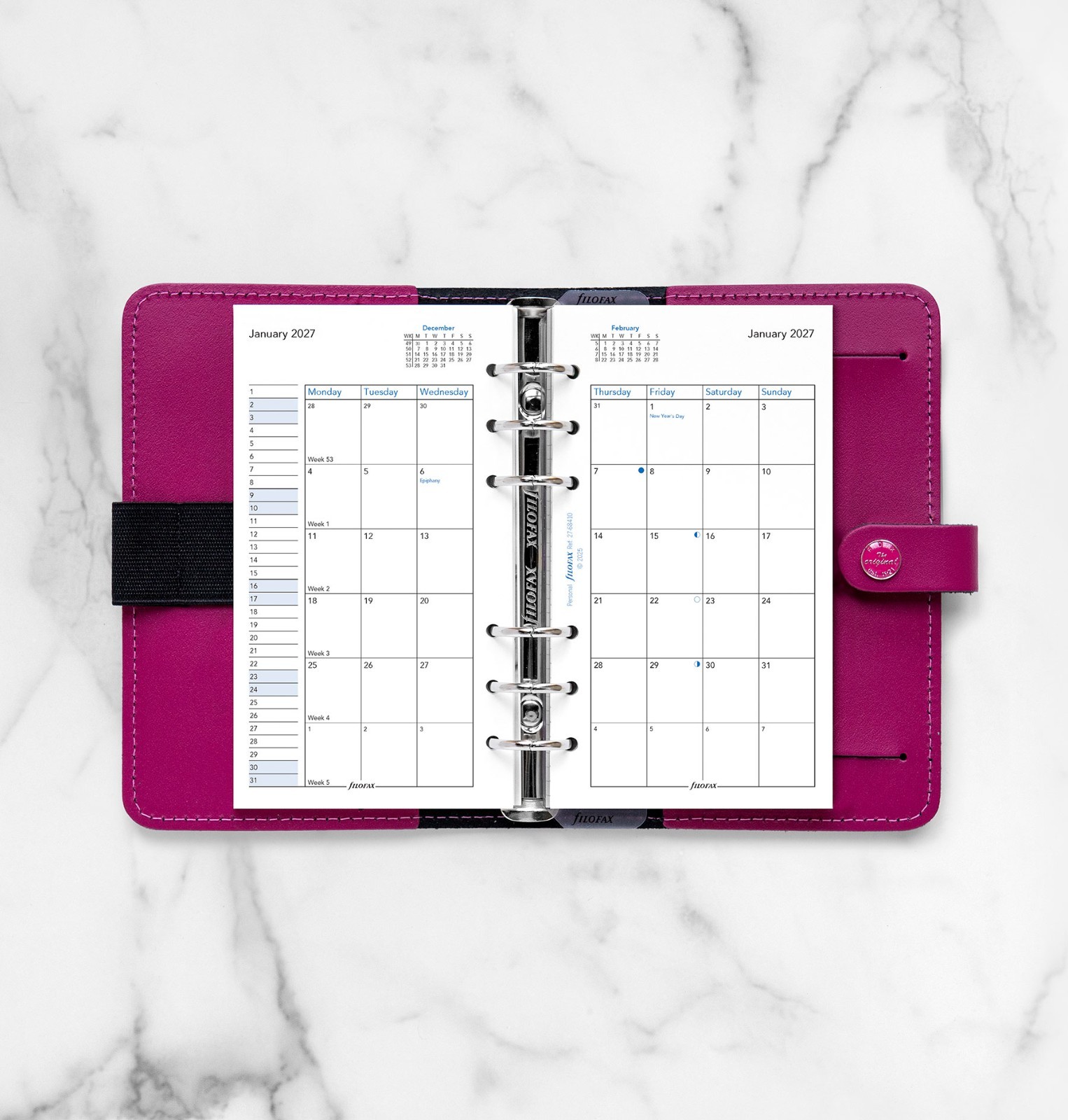 2025 Filofax Personal Size Refill 25-68410 Month on Two Pages, 95mm x 171mm