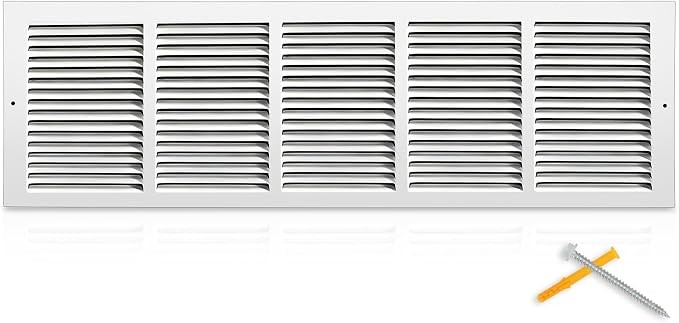 Return Air Grille 30″ x 8″ White Steel Vent Cover for Wall and Ceiling
