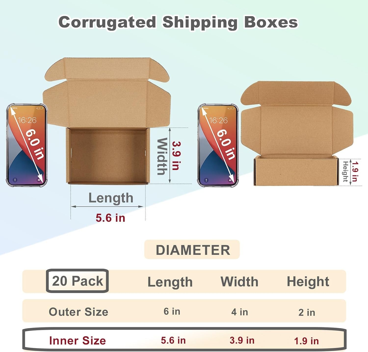 Crush Resistant 6x4x2 Cardboard Mailer Boxes – 20 Recyclable Shipping Solutions