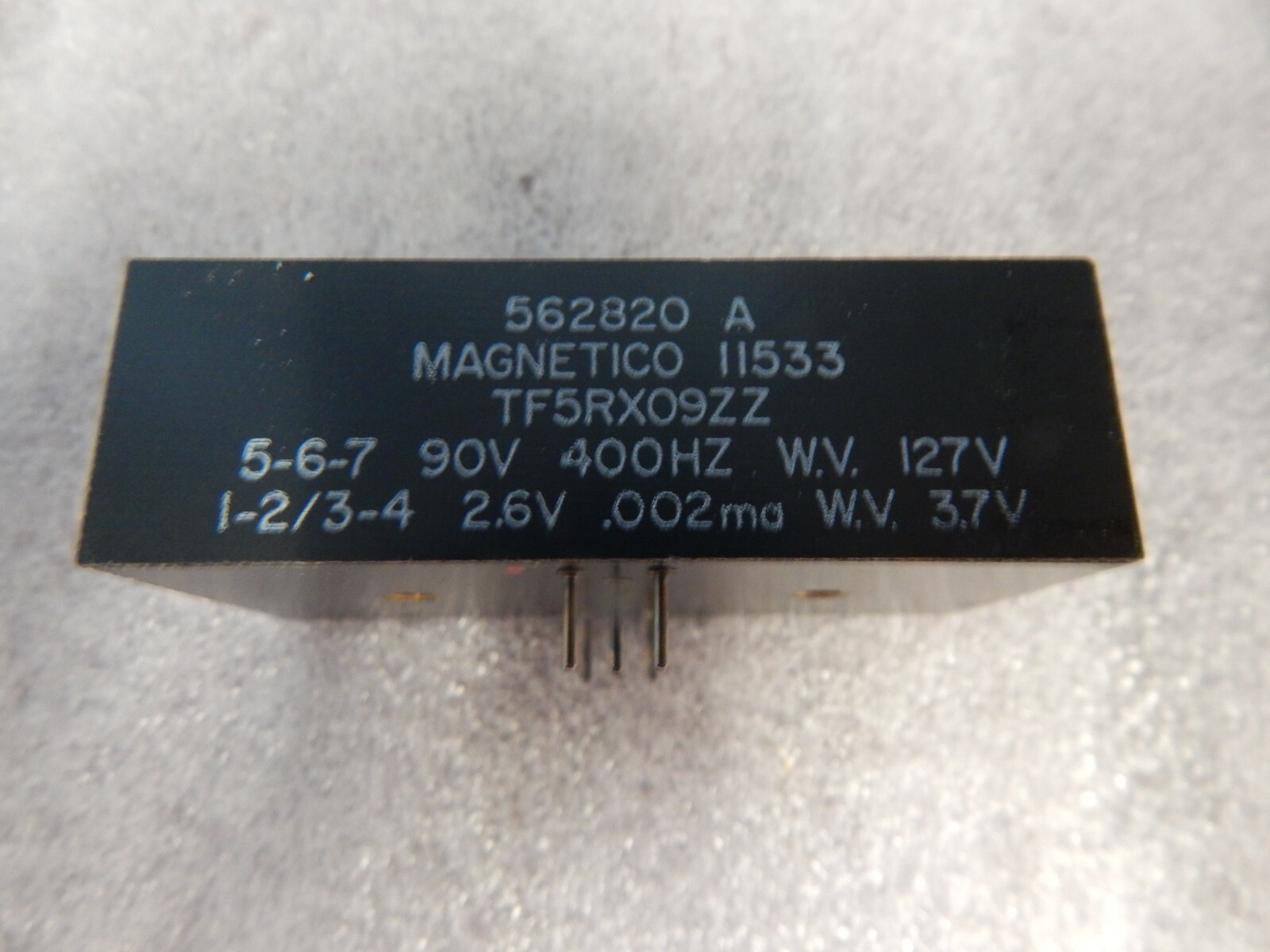PN# 562820, TF5RX09ZZ, 11533 – MAGNETICO – TRANSFORMER (90V,400HZ,W.V 127V)