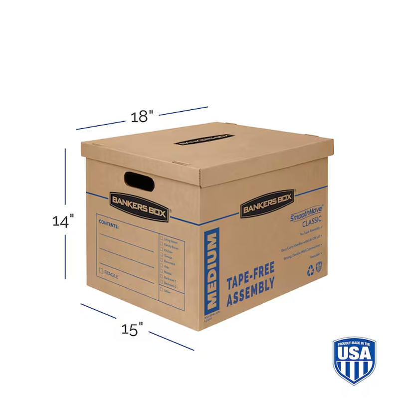 15.5-In W X 14.5-In H X 19-In D Smoothmove Classic 5-Pack Medium Heavy Duty Recy