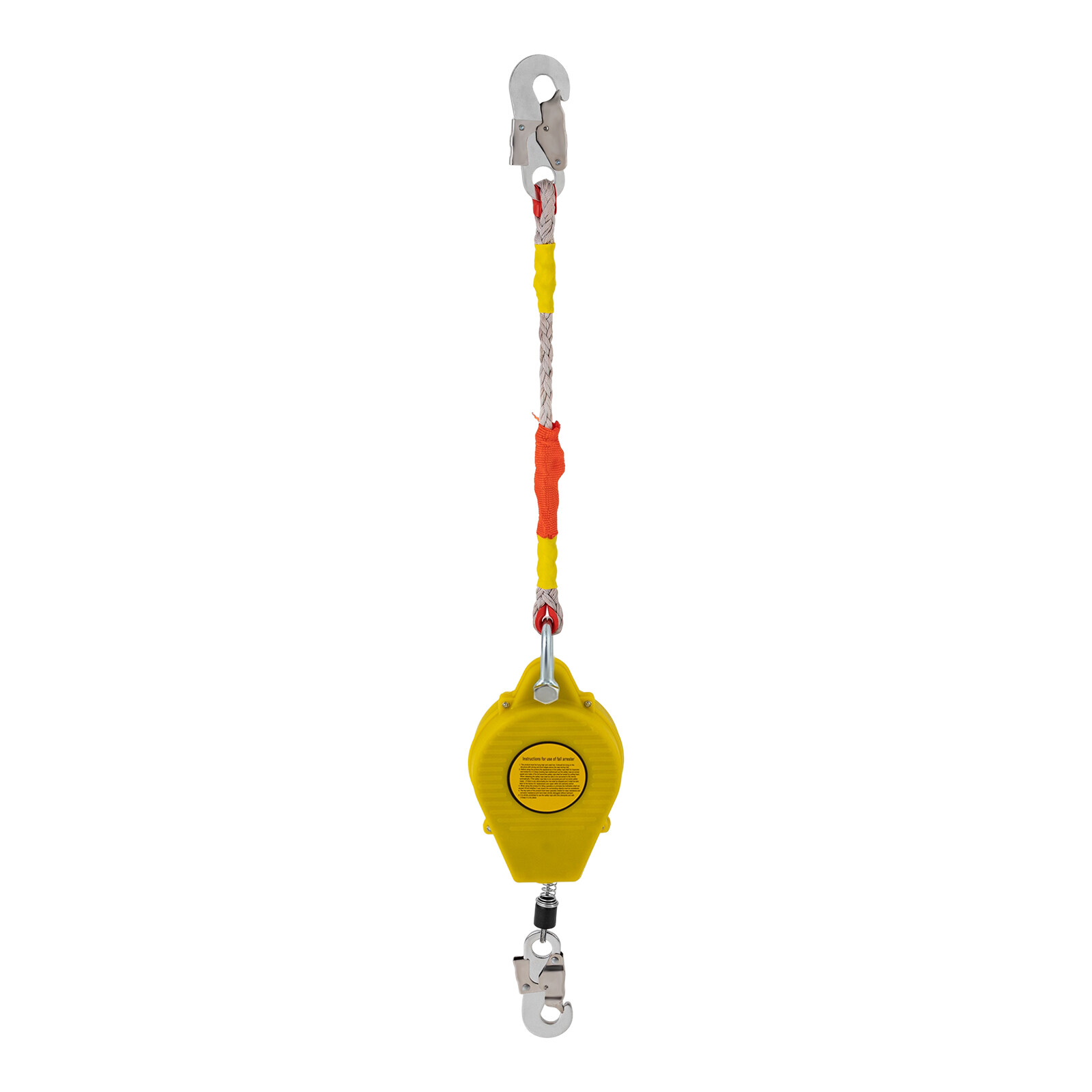 15M Self-Retracting Fall Arrester with Double Locking Hook, 150kg Capacity
