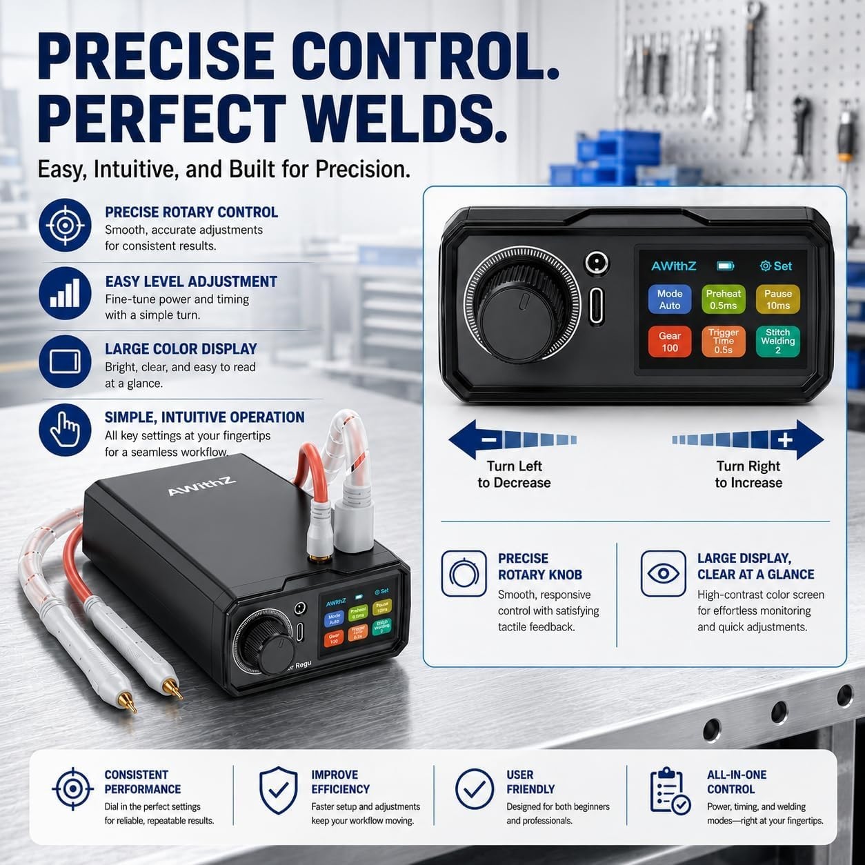 Awithz 10.2KW Spot Welder Portable Pedal Spot Welding Machine for 18650 Battery