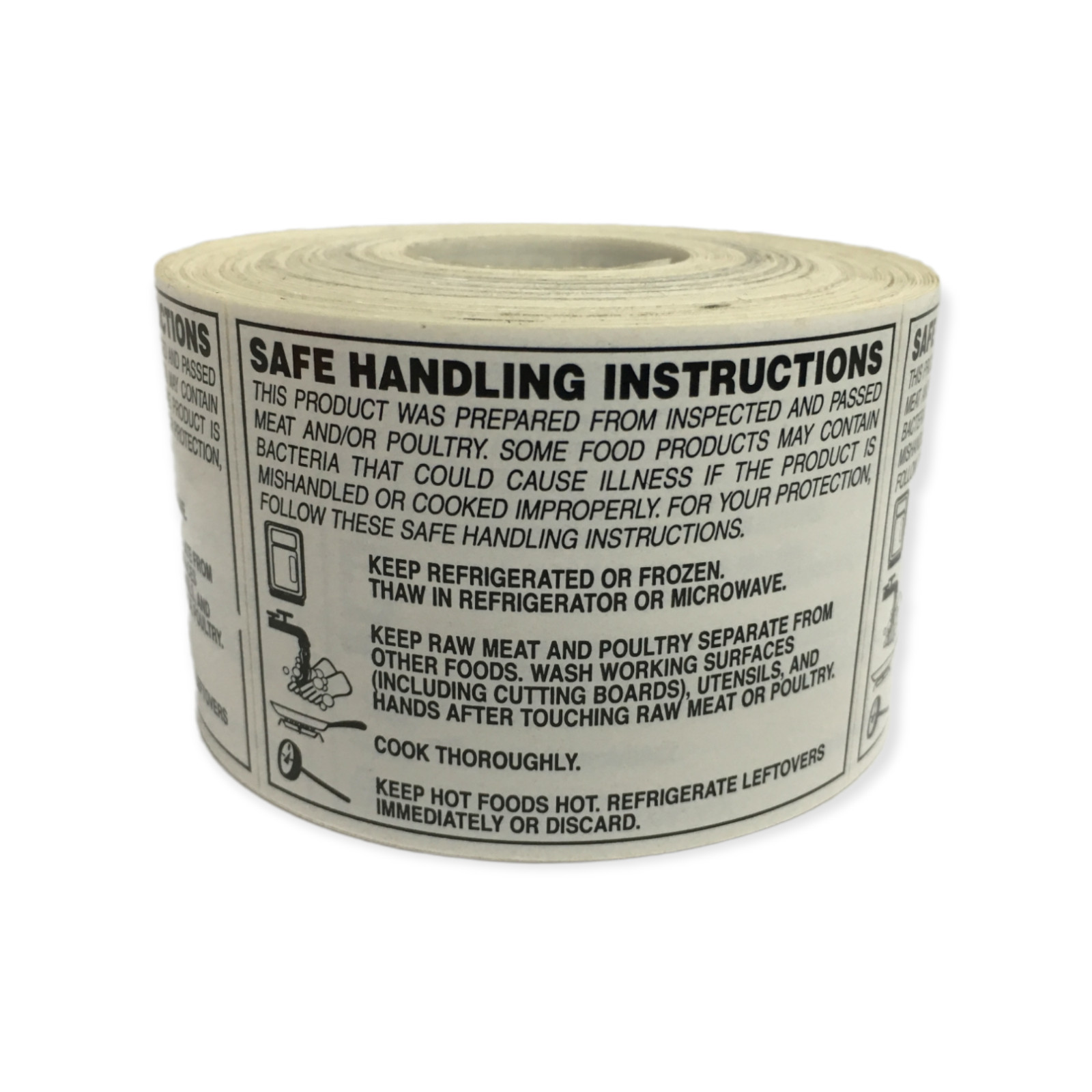 Safe Handling Instructions 2″x2.75″ Food Labels Peel & Stick 2 RLS 500 EA