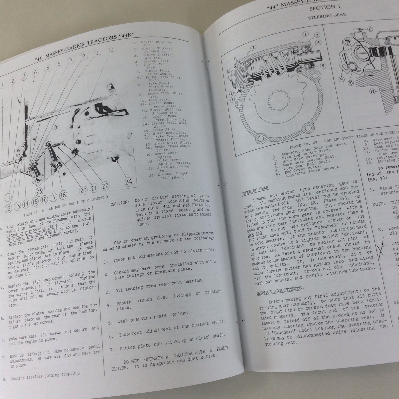 Massey-Harris 44 44K Tractor Operators Operating Service Manual Intructions