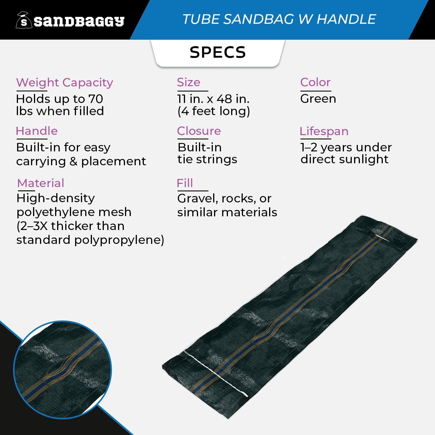 Sandbaggy -1 -11×48 Long-Lasting Empty Sandbags For Sale- Sandbag Sand Bags Bag