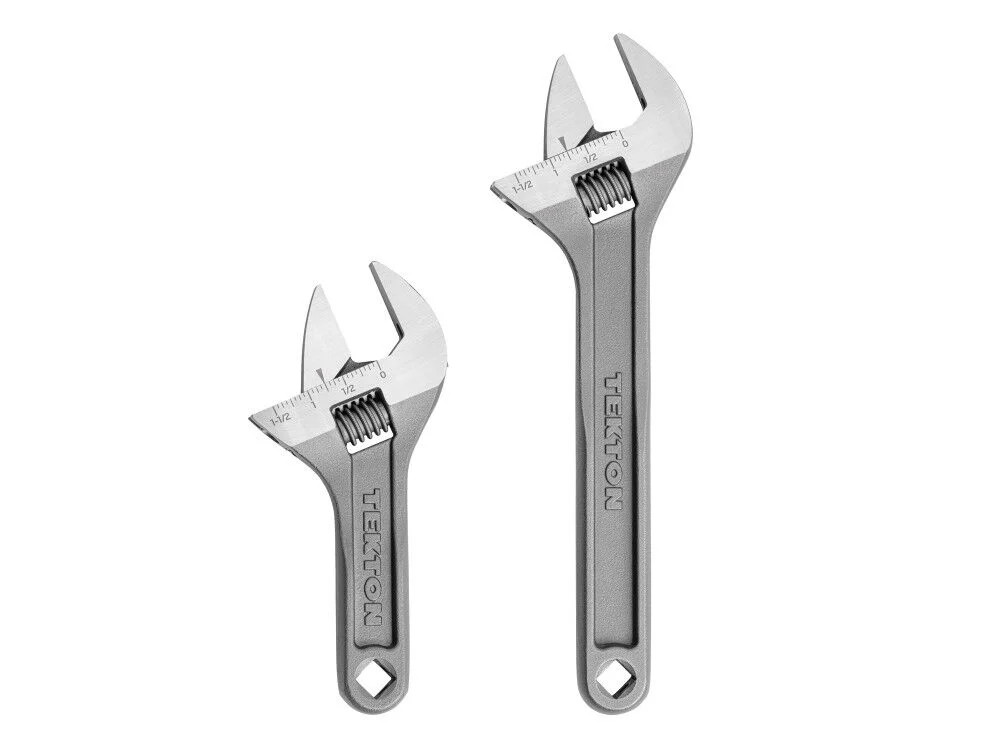 Tekton Adjustable Wrench Set, 1-1/2 Inch Jaw Capacity, 2 Pieces (6, 9 Inch)