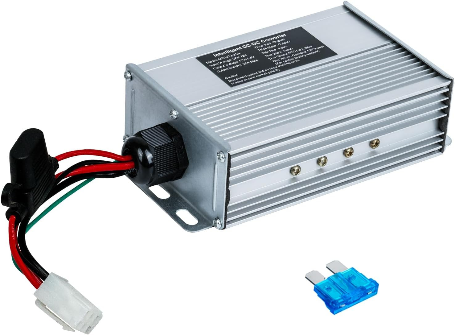 DC-DC Voltage Reducer 72V/60V/56V/48V/36V to 12V 25A 300W Converter for Golf Car