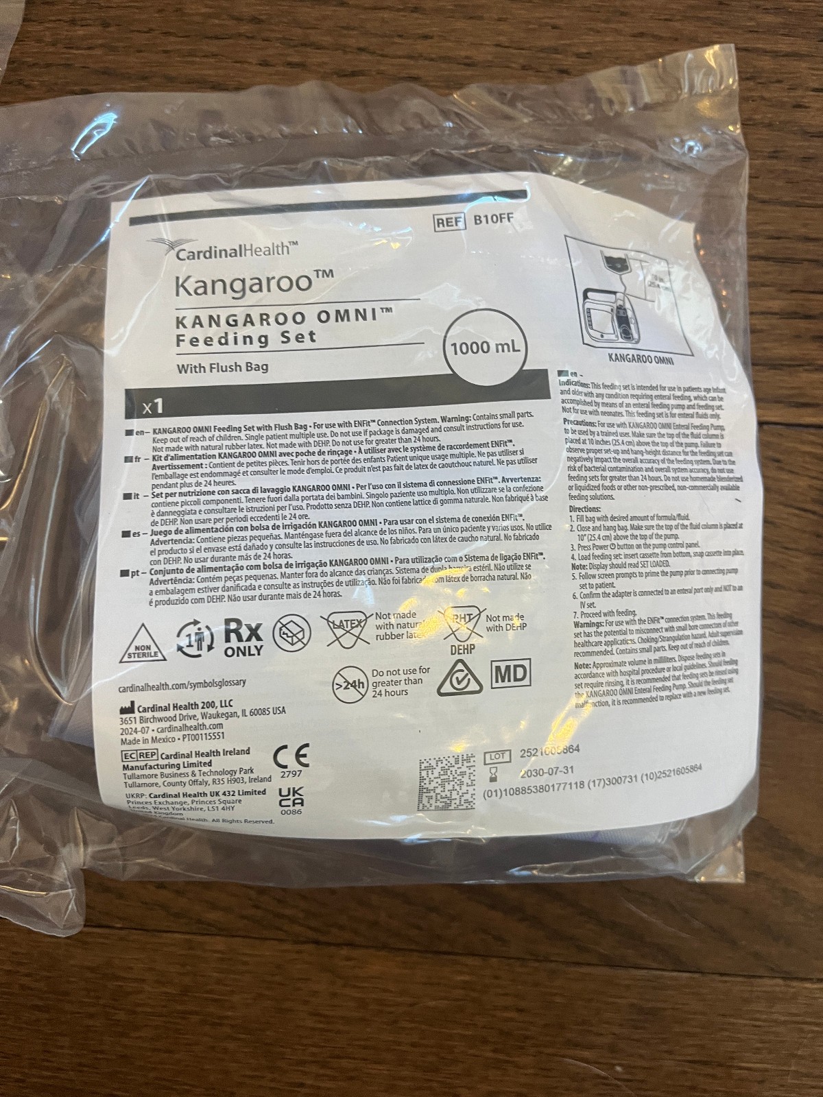 Lot of 10 Kangaroo OMNI Feeding Set Flush Bag 1000mL Bag Set OMNI Pump B10FF
