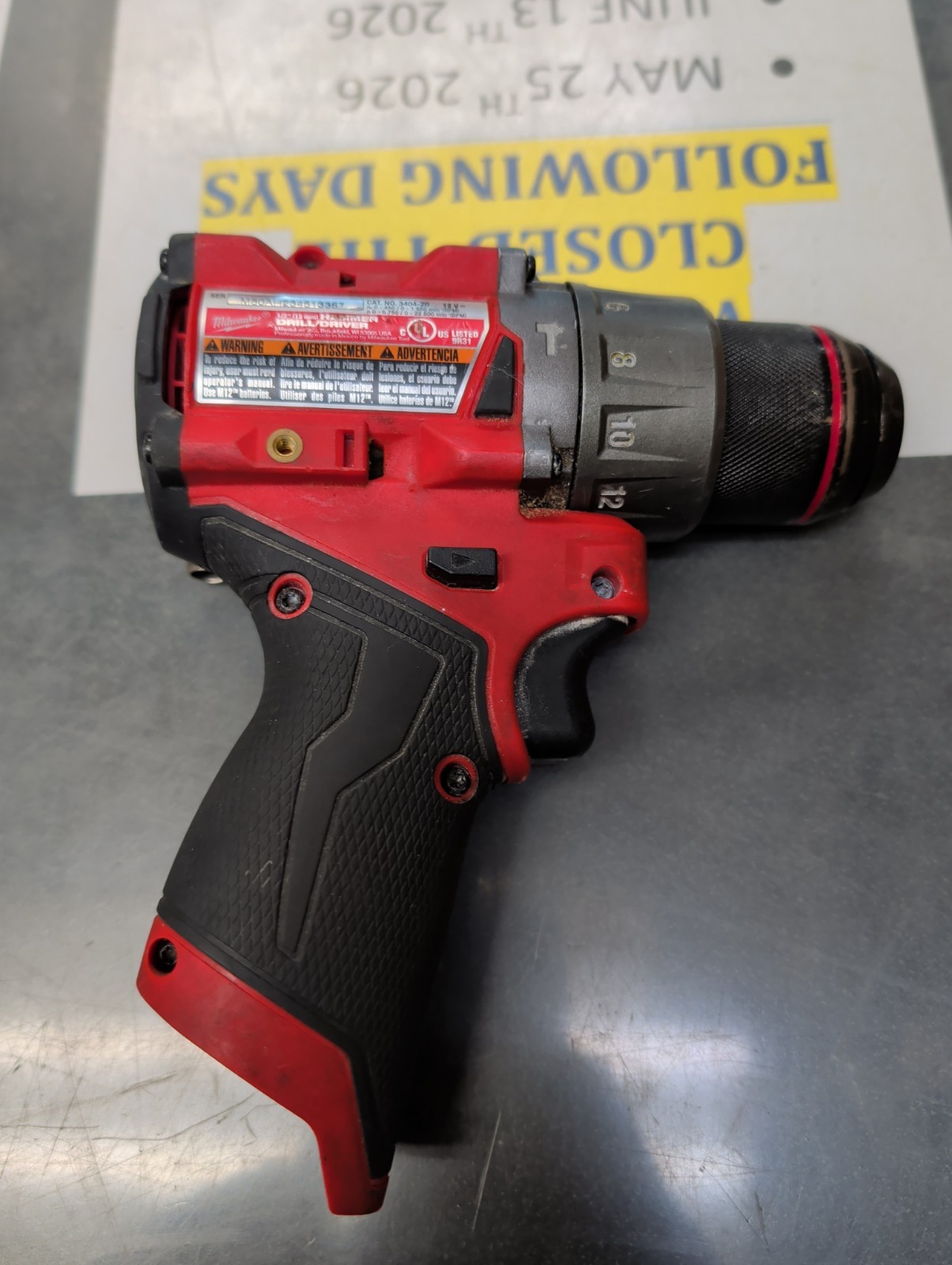 Milwaukee 3404-20 1/2″ M12 Fuel Hammer Drill Driver W/ 2 Batteries NO CHARGER