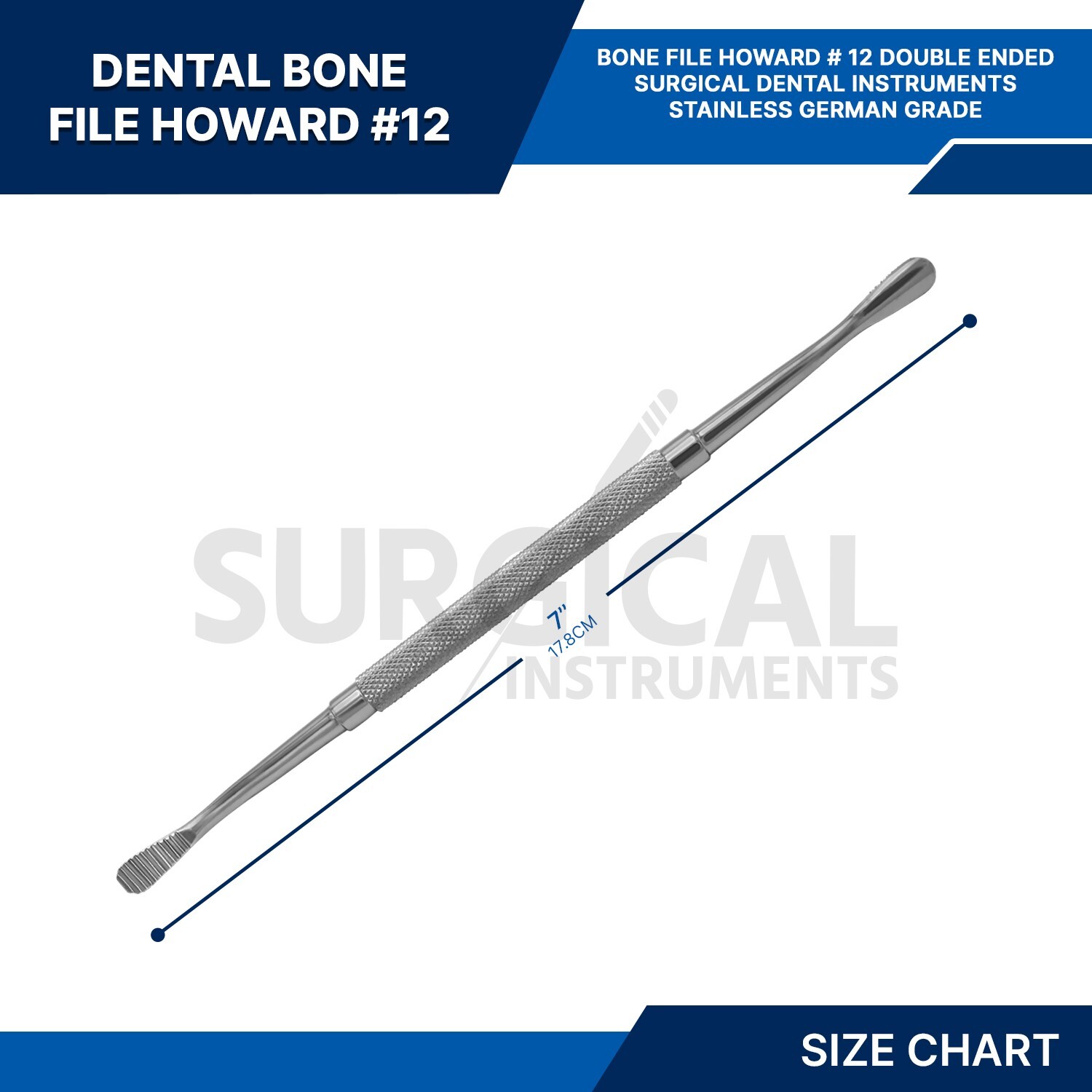 3 Pcs Bone File Howard #12 Medical Surgical Dental Instruments German Grade