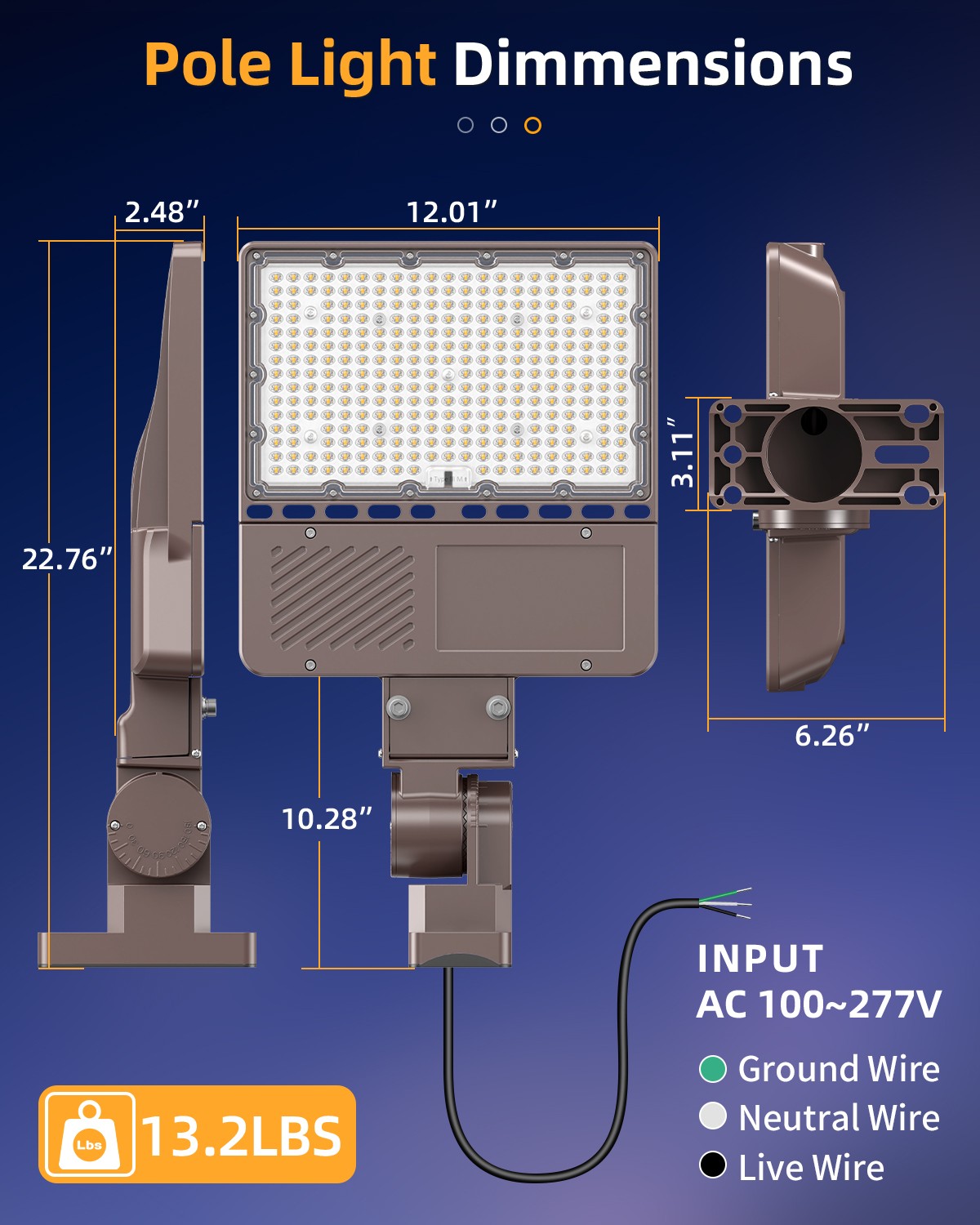 200W LED Parking Lot Light Commercial Outdoor Shoebox Street Pole Lamp Arm Mount